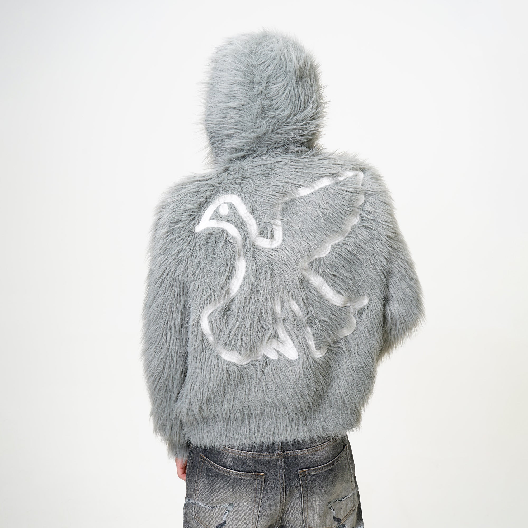 VINKID Dove Patch Mohair Zip-Up Hoodie