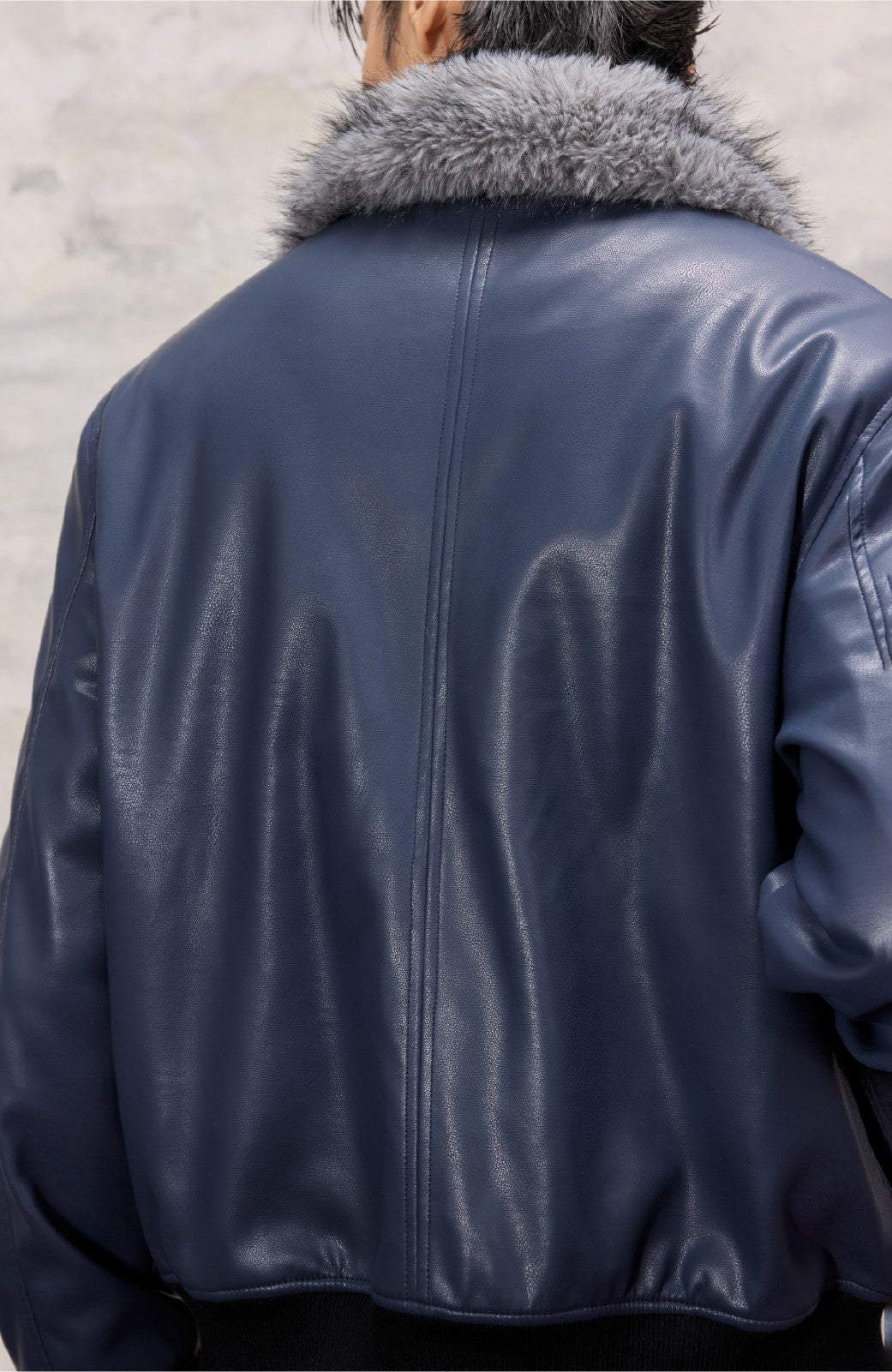 ALVNG AR ANTS Faux Fur Collar PU Jacket