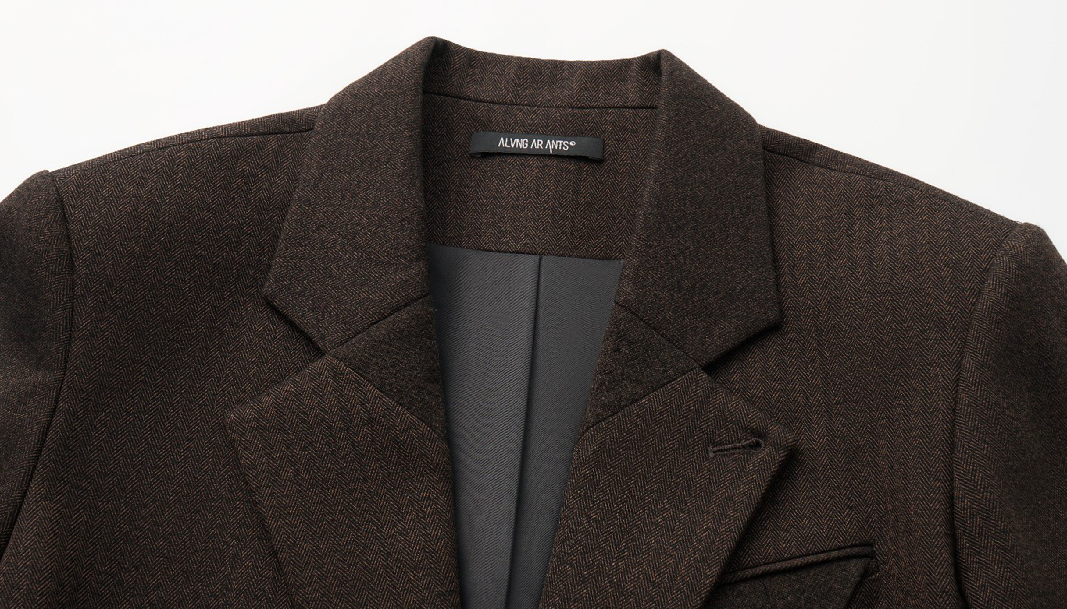 ALVNG AR ANTS Asym Herringbone Wool-Blend Blazer