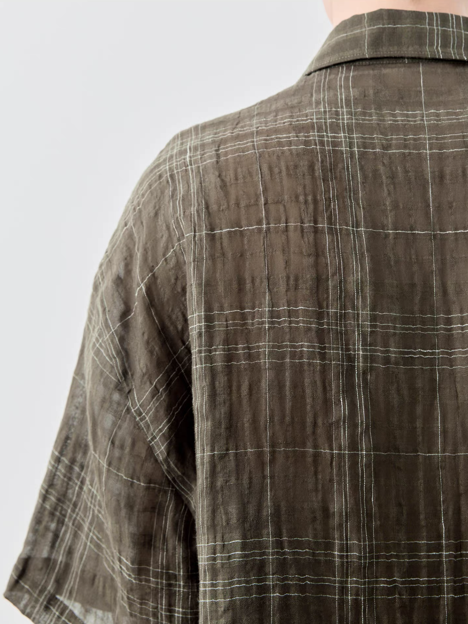 GRAINMUSTARD Linen-Cotton Plaid Half Shirt, premium urban and streetwear designers apparel on PROJECTISR.com, GRAINMUSTARD