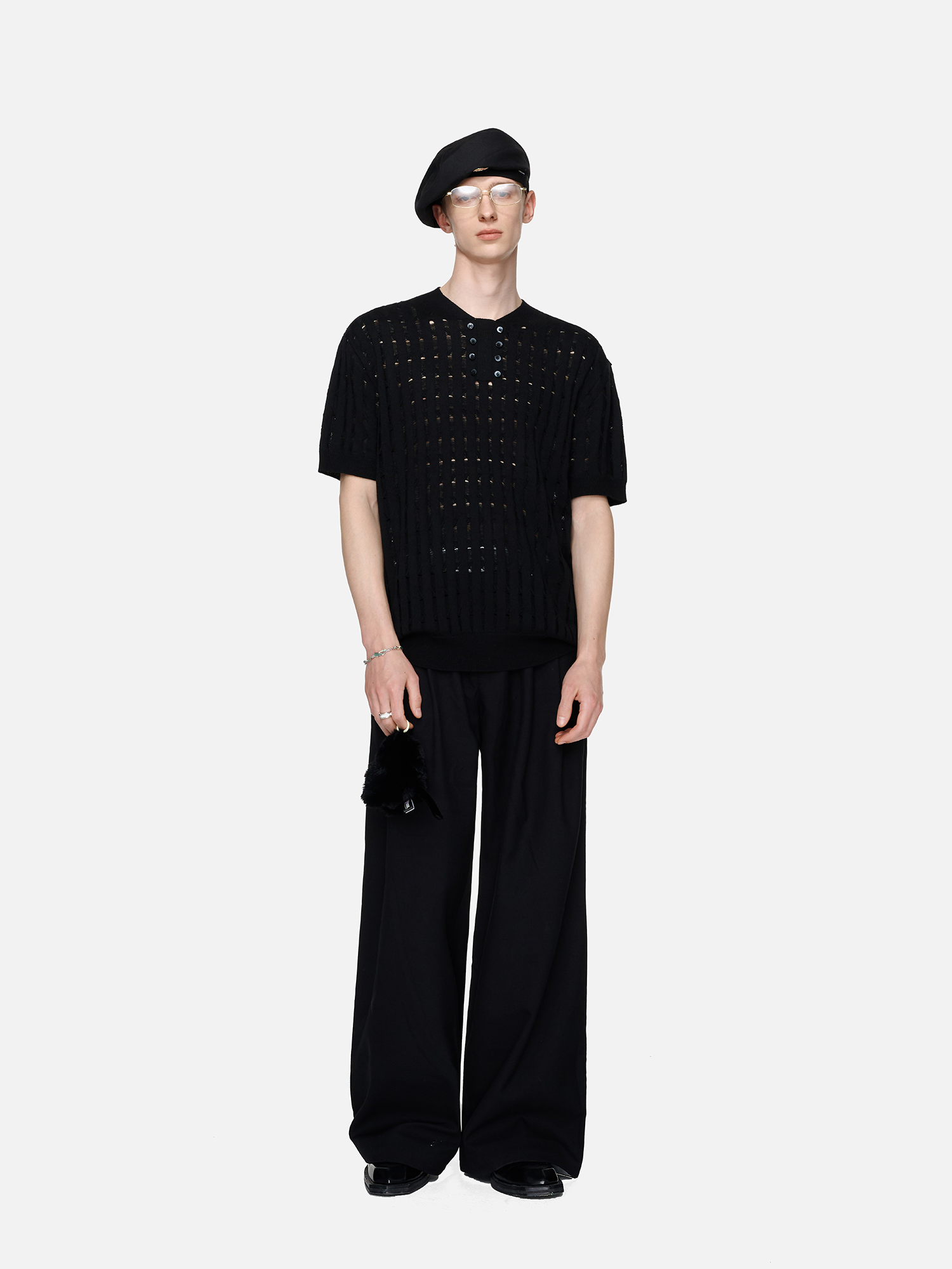 TIWILLTANG Essential Openwork Knitted T Shirt