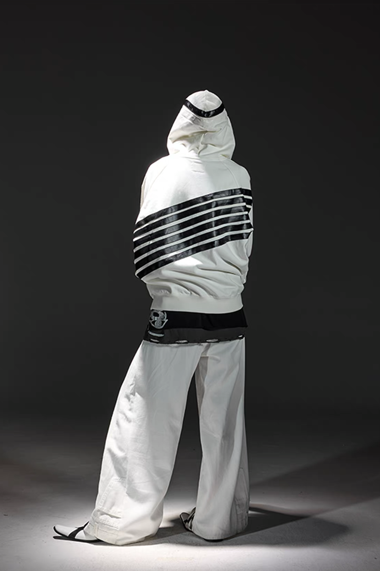 NOTHINGNESS WORLD Four-Stripe Wide-Leg Sweatpants, premium urban and streetwear designers apparel on PROJECTISR.com, NOTHINGNESS WORLD