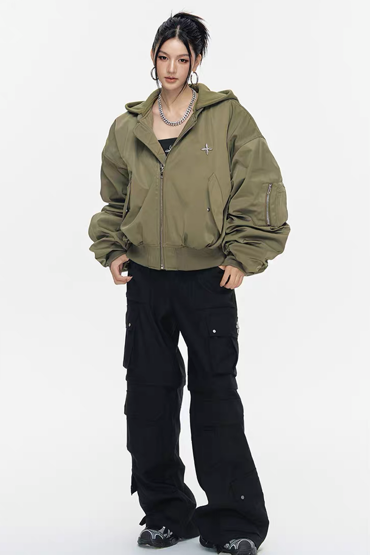 ARDENCODE Oversized Hooded Bomber Jacket, premium urban and streetwear designers apparel on PROJECTISR.com, ARDENCODE