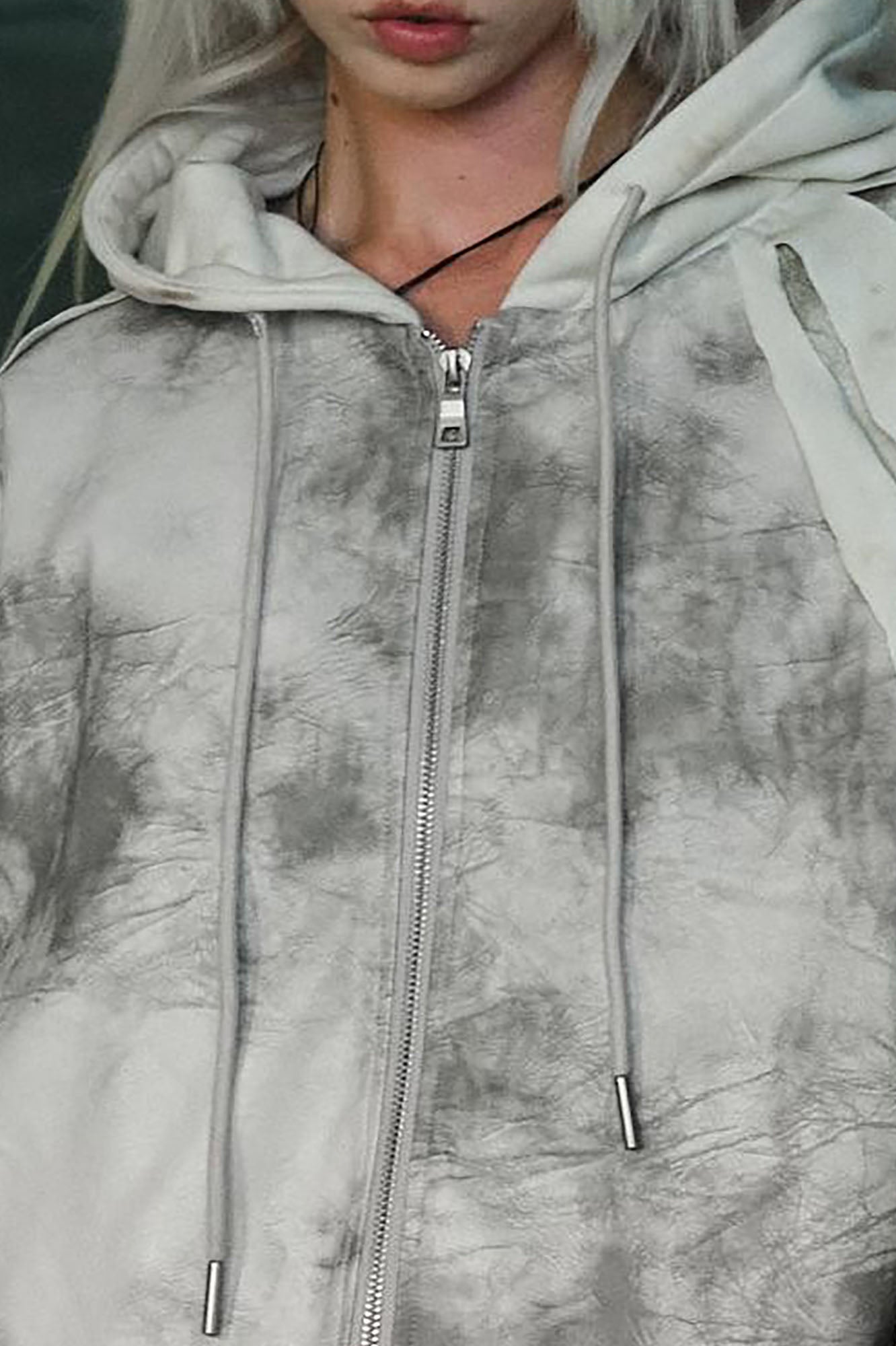 RECOVER ZONE Distressed Slashed PU Layered Hooded Jacket