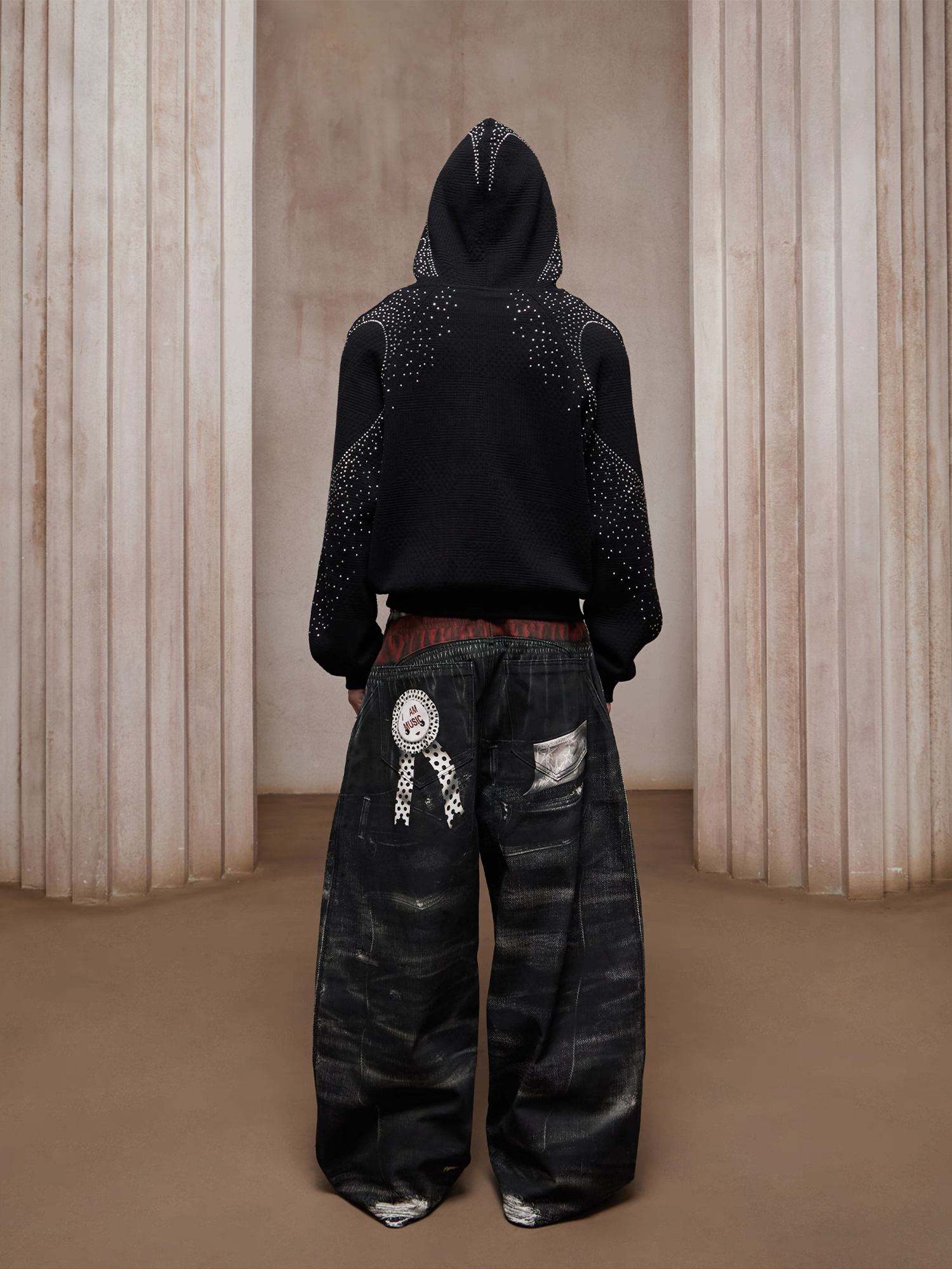 DND4DES Triple-Waist Graphic Wide-Leg Denim Pants