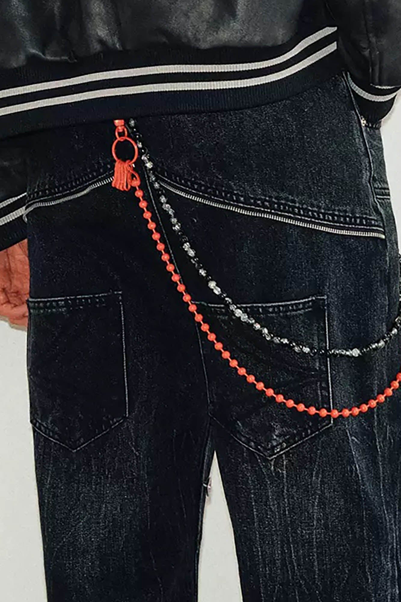 KREATE Arc Spliced Extended Button-Fly Jeans, premium urban and streetwear designers apparel on PROJECTISR.com, KREATE