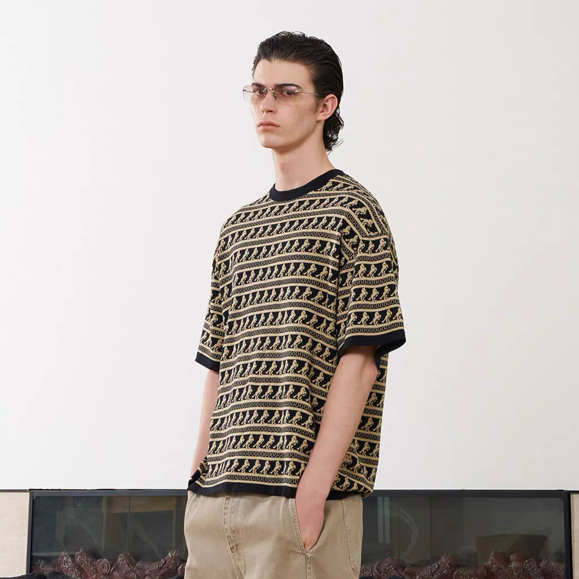 PMW Horse Jacquard Knitted T Shirt, premium urban and streetwear designers apparel on PROJECTISR.com, PMW