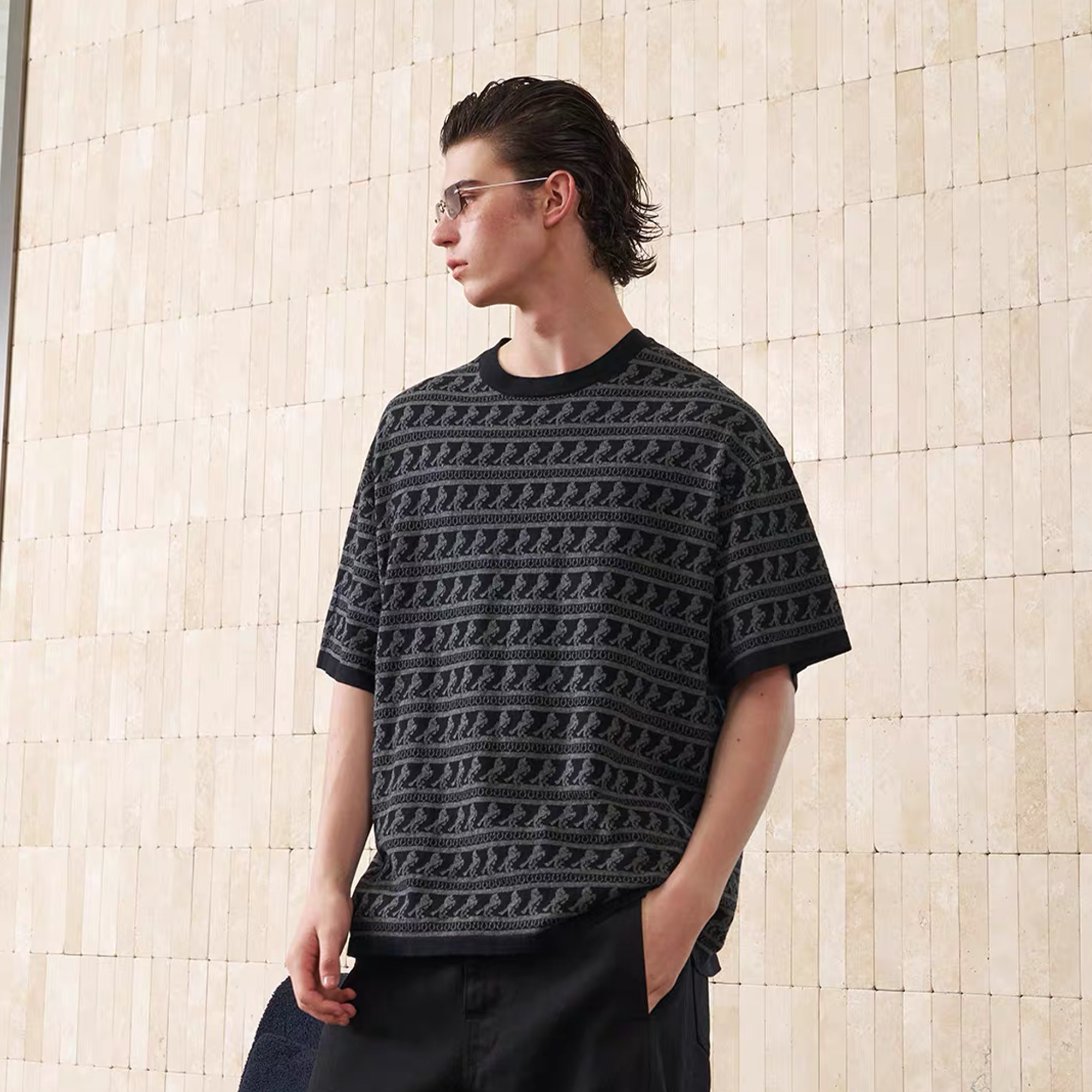 PMW Horse Jacquard Knitted T Shirt, premium urban and streetwear designers apparel on PROJECTISR.com, PMW