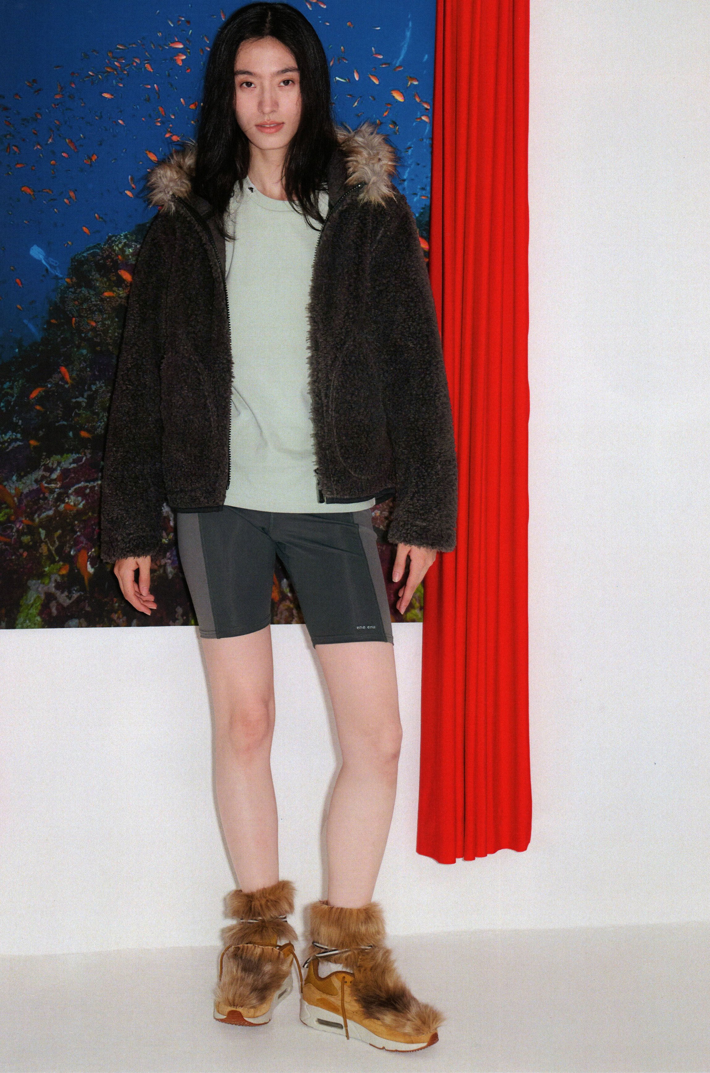 URBAN+FOREST Faux Fur Trim Sherpa Wool-Blend Hooded Jacket