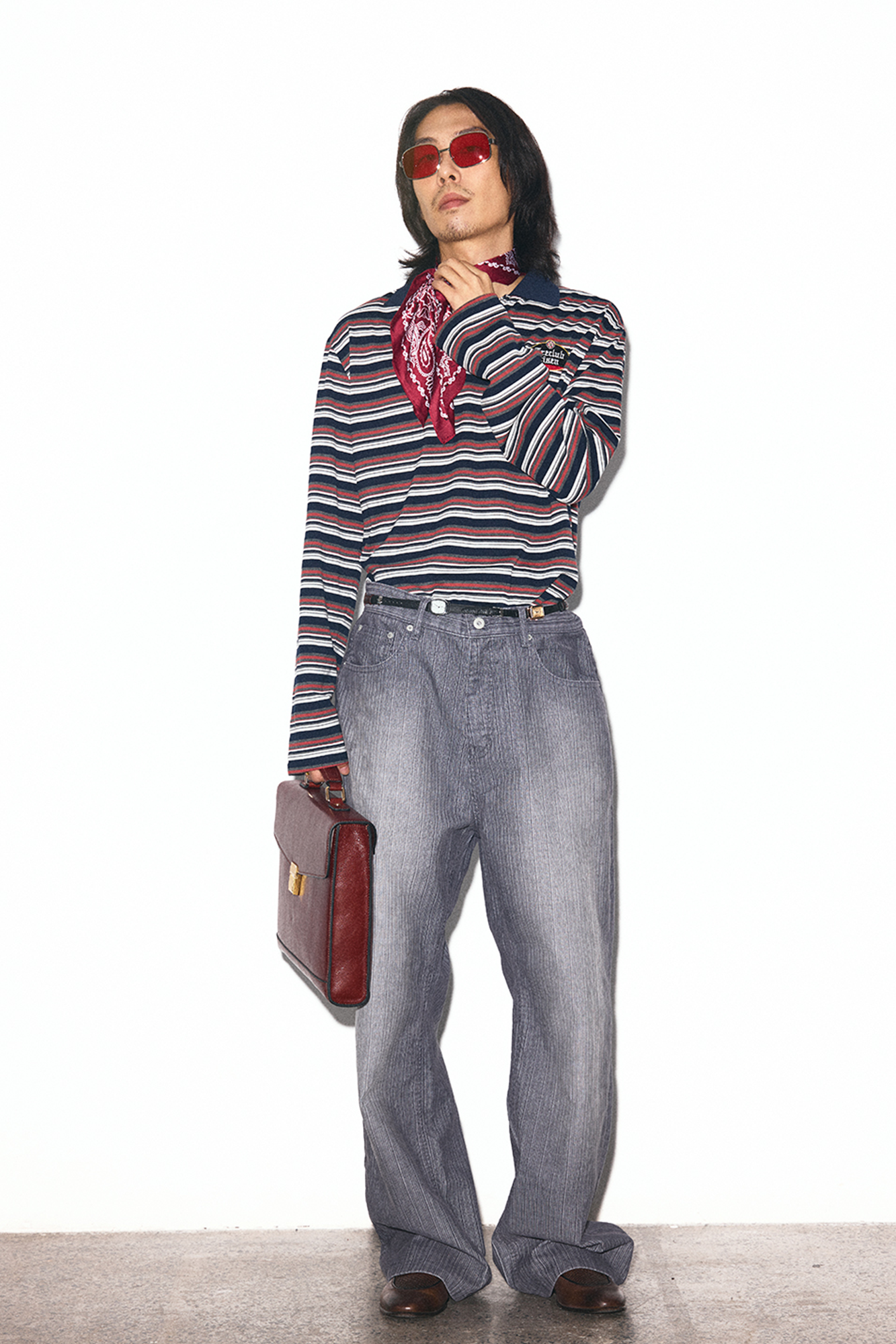 TRECLUB Embroidered Crest Contrast Striped Polo