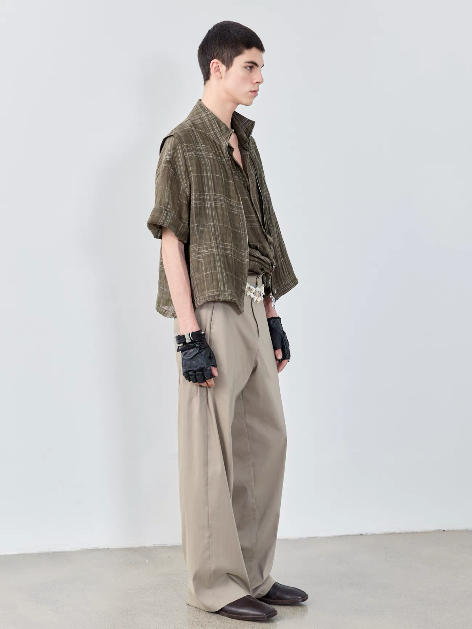 GRAINMUSTARD Linen-Cotton Plaid Vest, premium urban and streetwear designers apparel on PROJECTISR.com, GRAINMUSTARD