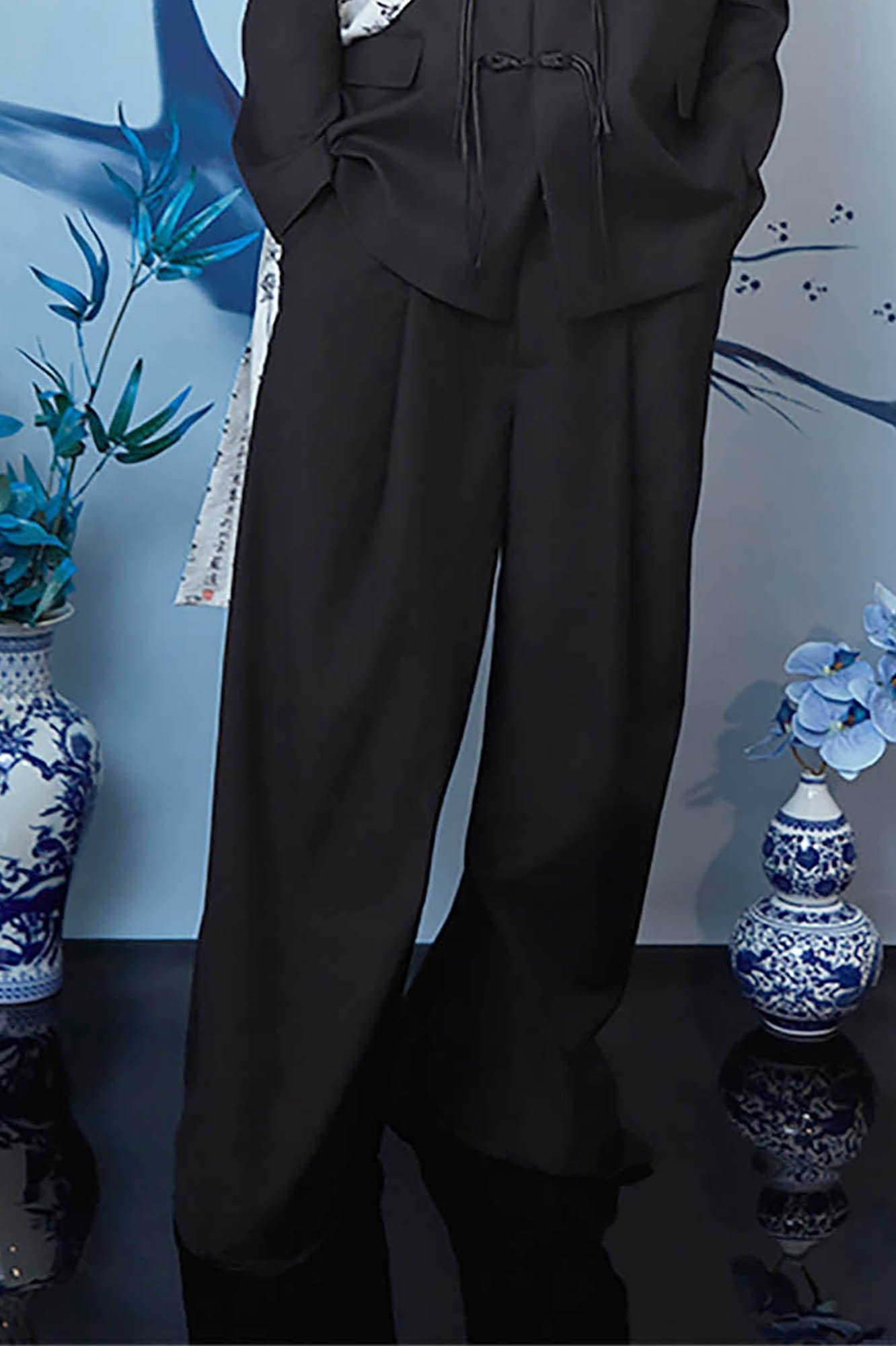 JIECHI Essential Draped Wide-Leg Pants, premium urban and streetwear designers apparel on PROJECTISR.com, JIECHI