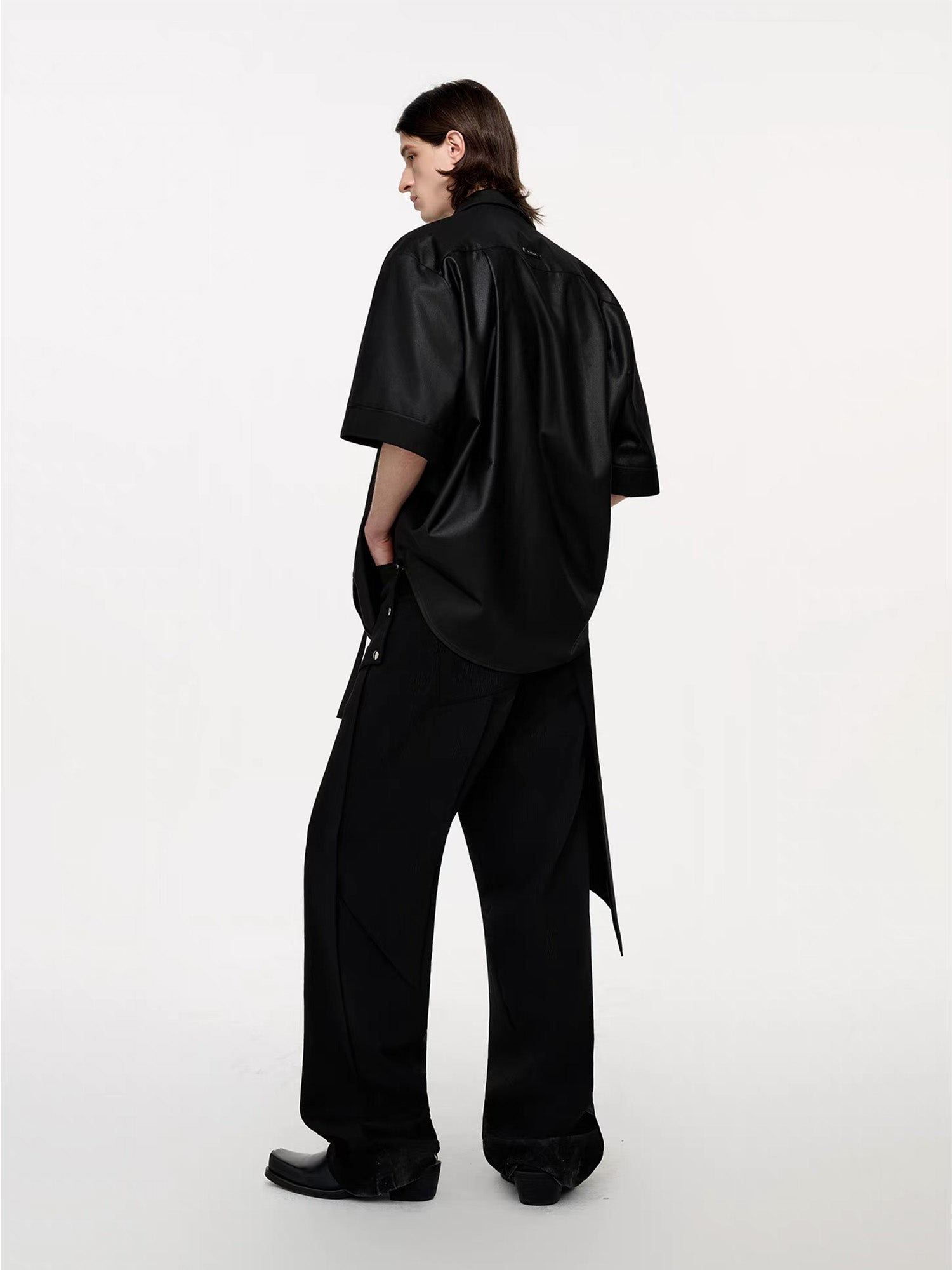 TIWILLTANG Draped Camp-Collar T Shirt, premium urban and streetwear designers apparel on PROJECTISR.com, TIWILLTANG