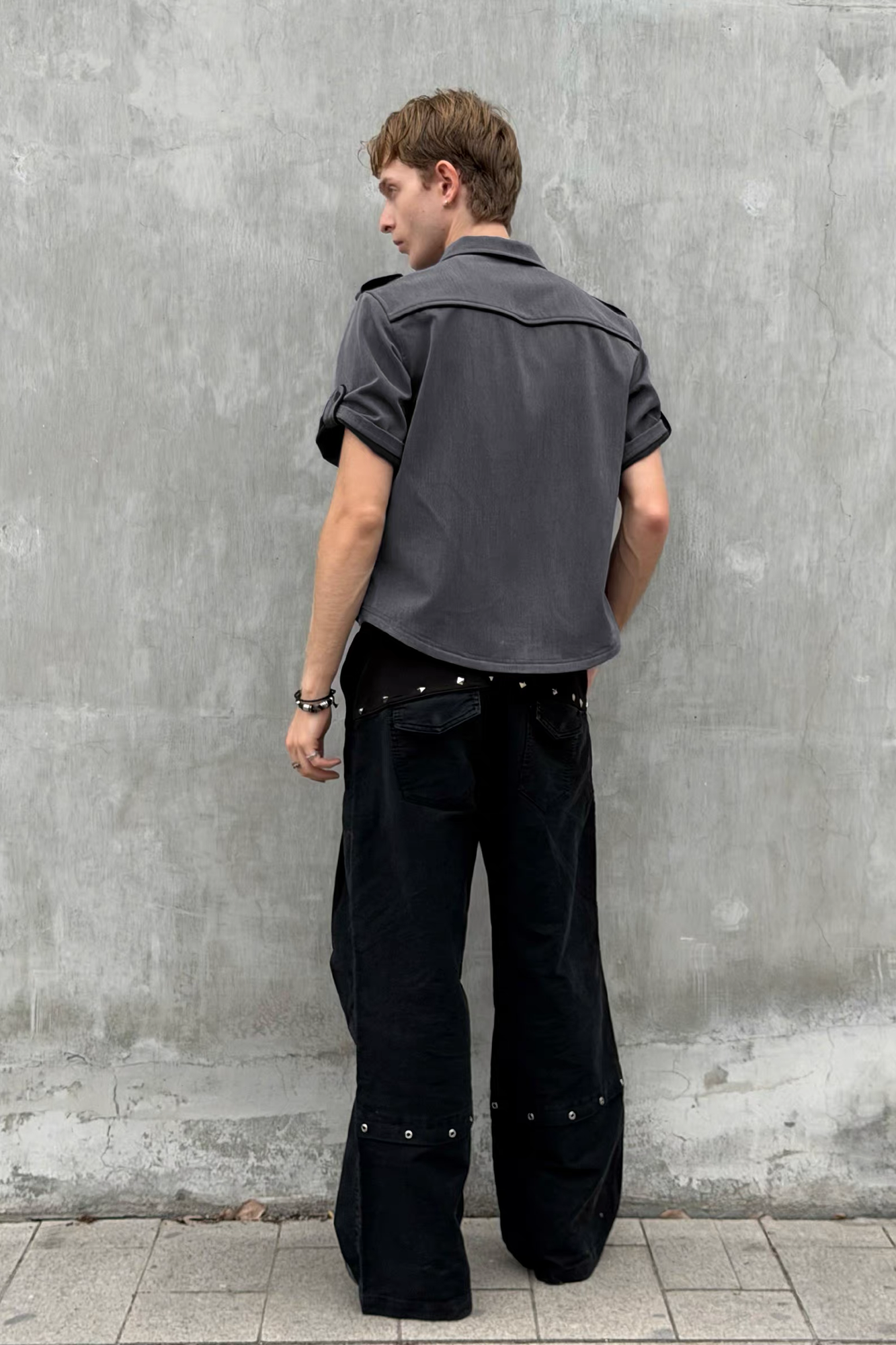 ESAIAS Napoleon Embroidered Asymmetrical Half Shirt