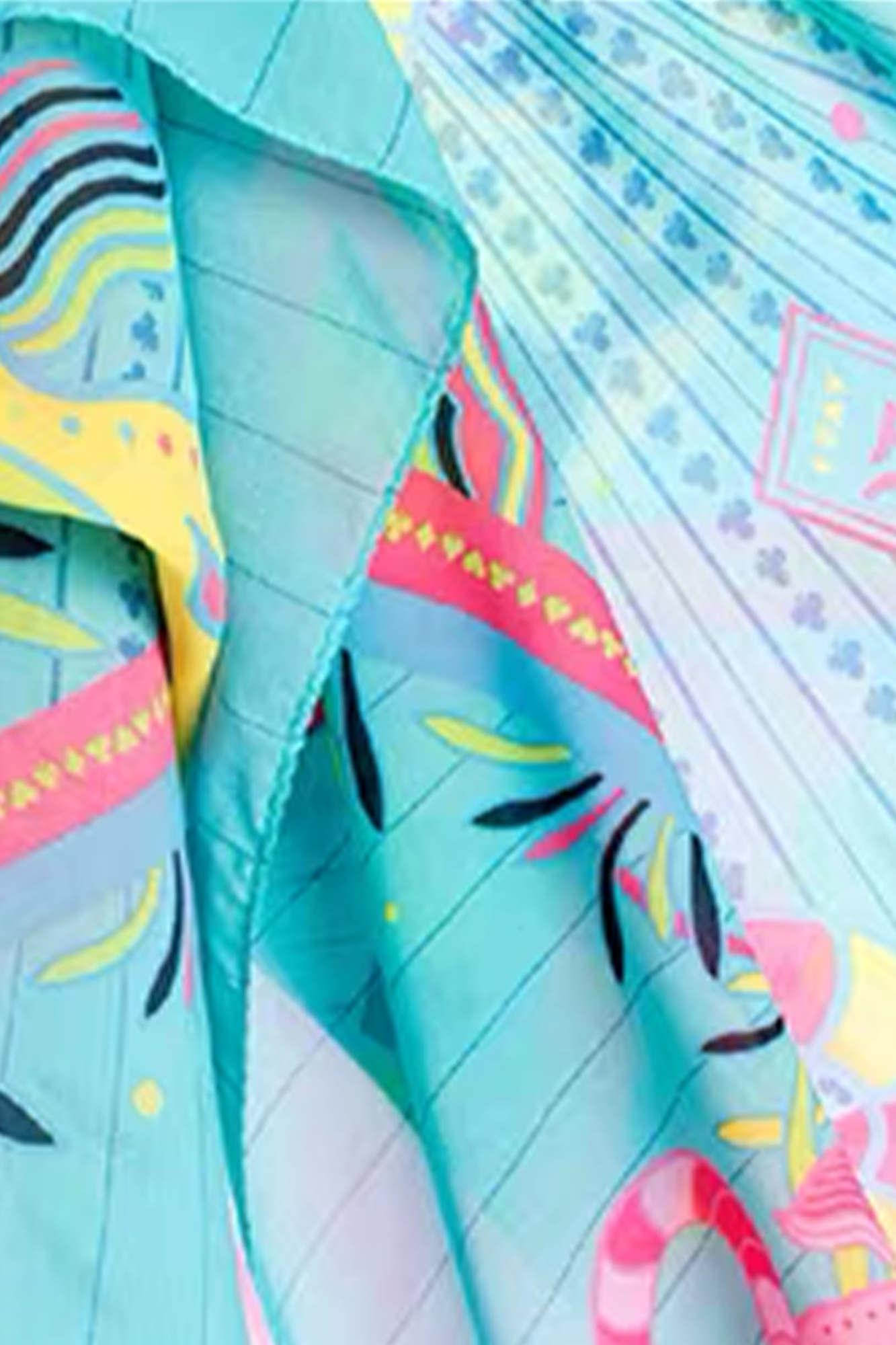 MASH UP ASIA Multicolor Tiger Sunburst Full-Print Square Scarf, premium urban and streetwear designers apparel on PROJECTISR.com, MASH UP ASIA