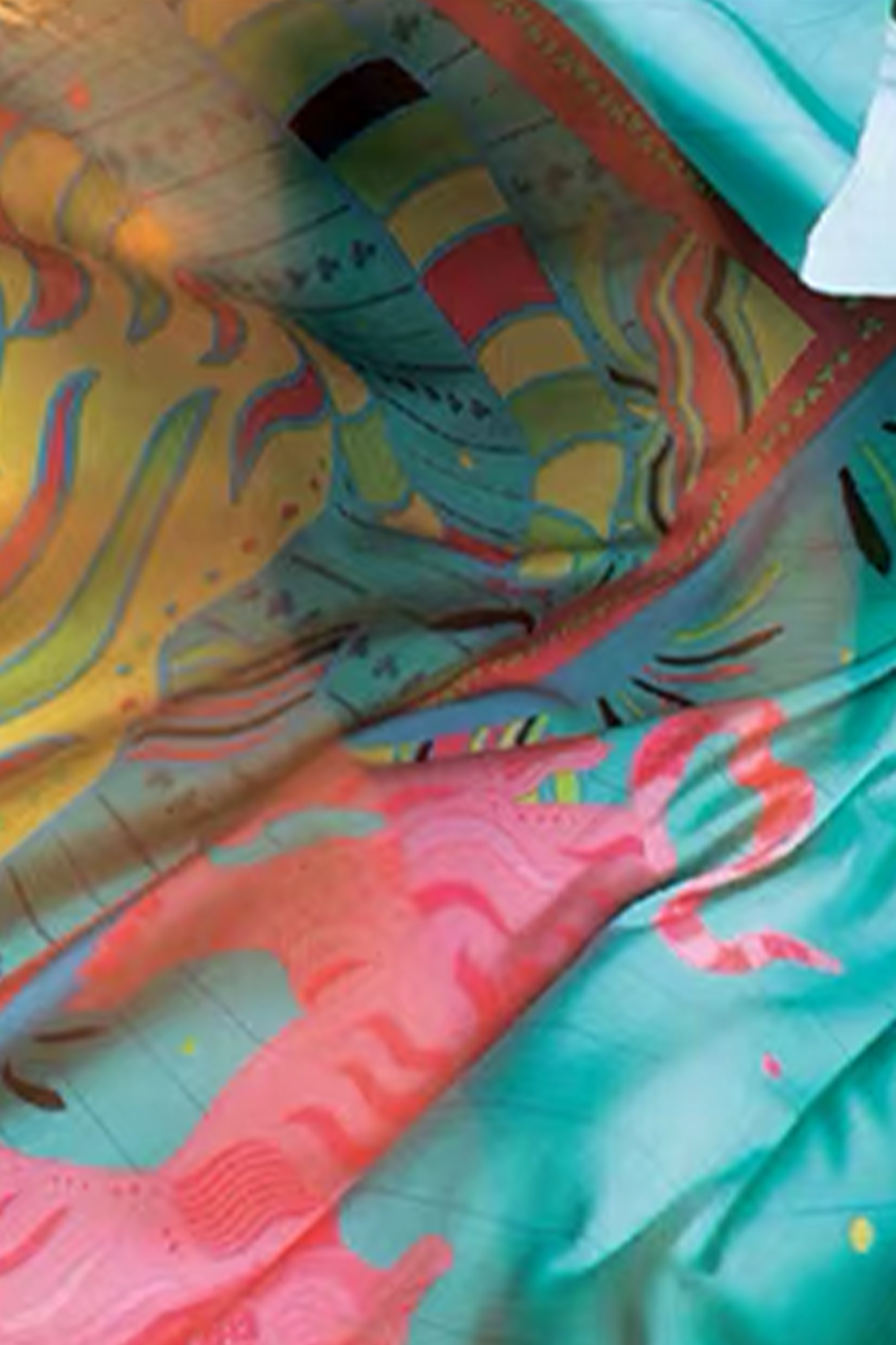 MASH UP ASIA Multicolor Tiger Sunburst Full-Print Square Scarf, premium urban and streetwear designers apparel on PROJECTISR.com, MASH UP ASIA