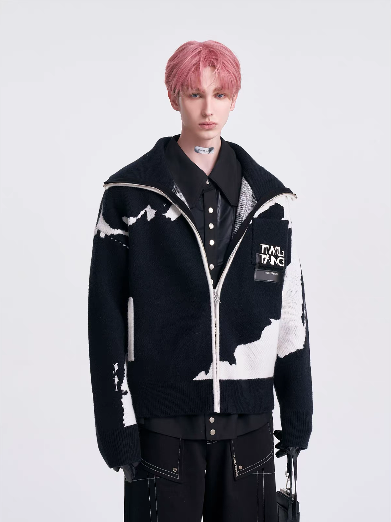 TIWILLTANG Jacquard LOGO Patch Knit Jacket