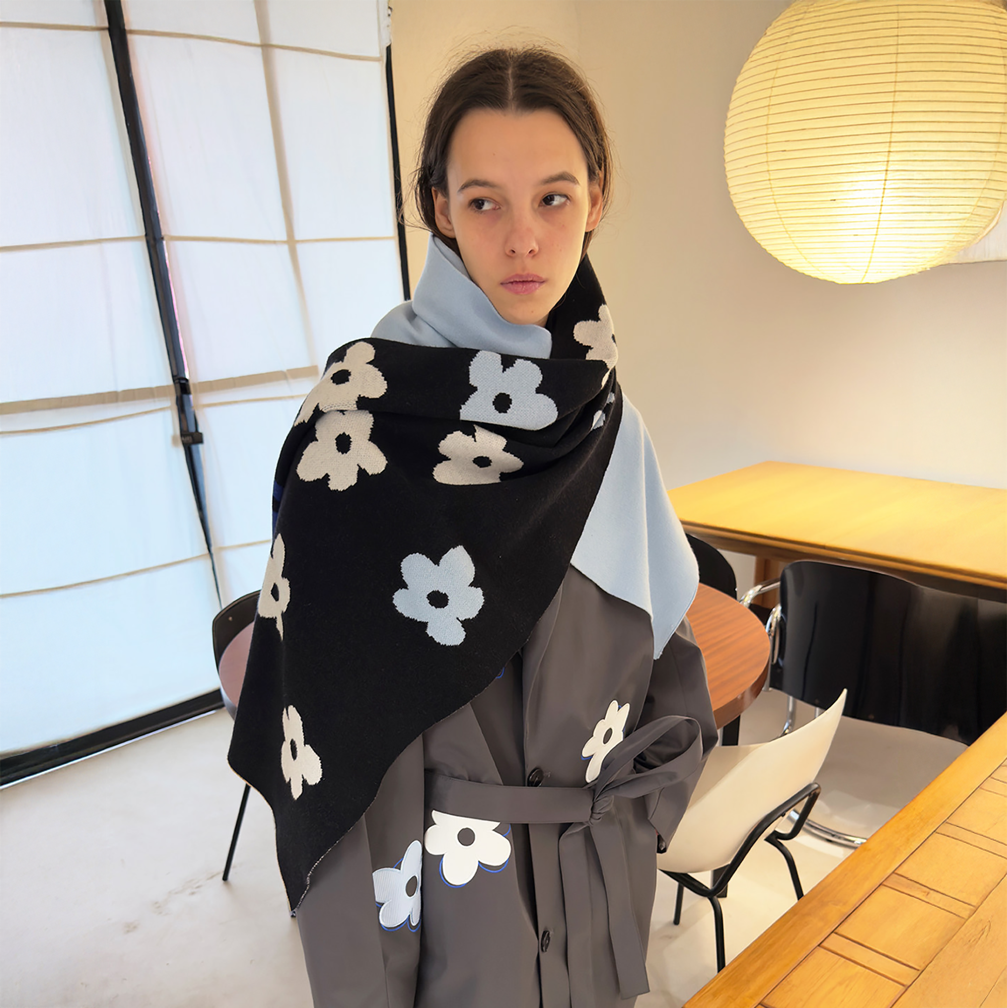 MIICHOUS Floral Jacquard Contrast Scarf, premium urban and streetwear designers apparel on PROJECTISR.com, MIICHOUS