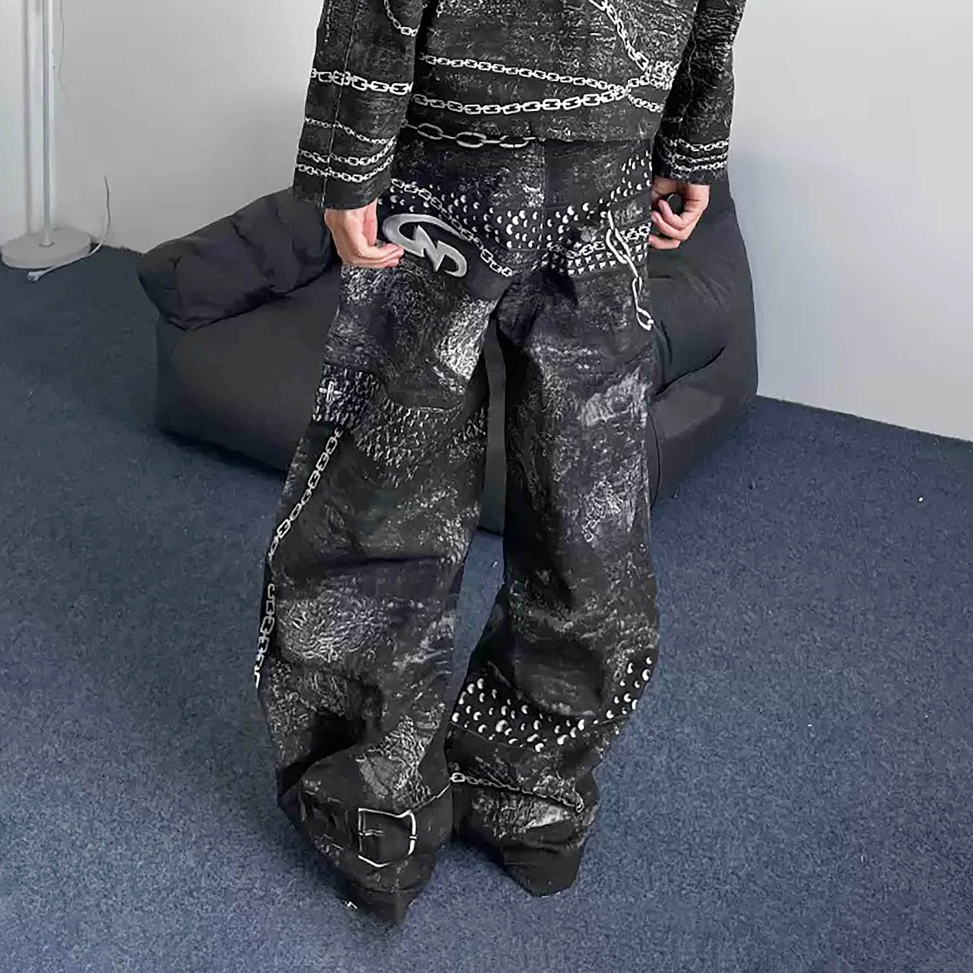 DND4DES Chains Straight-Leg Pants, premium urban and streetwear designers apparel on PROJECTISR.com, DND4DES