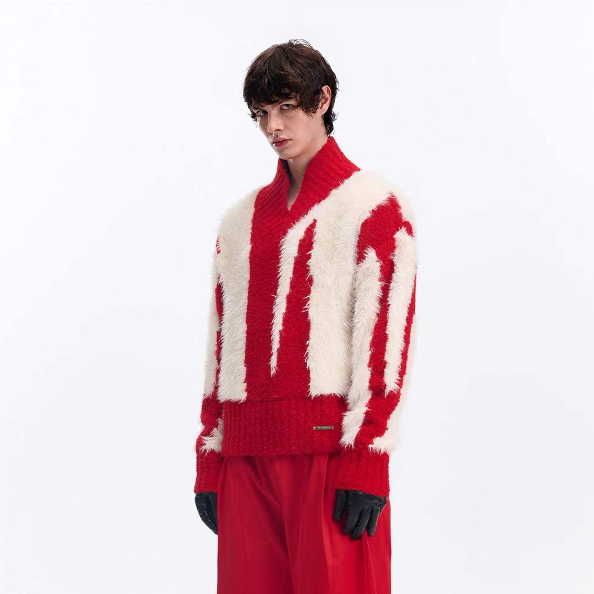 TIWILLTANG Fuzzy Faux-Mink Contrast Sweater, premium urban and streetwear designers apparel on PROJECTISR.com, TIWILLTANG