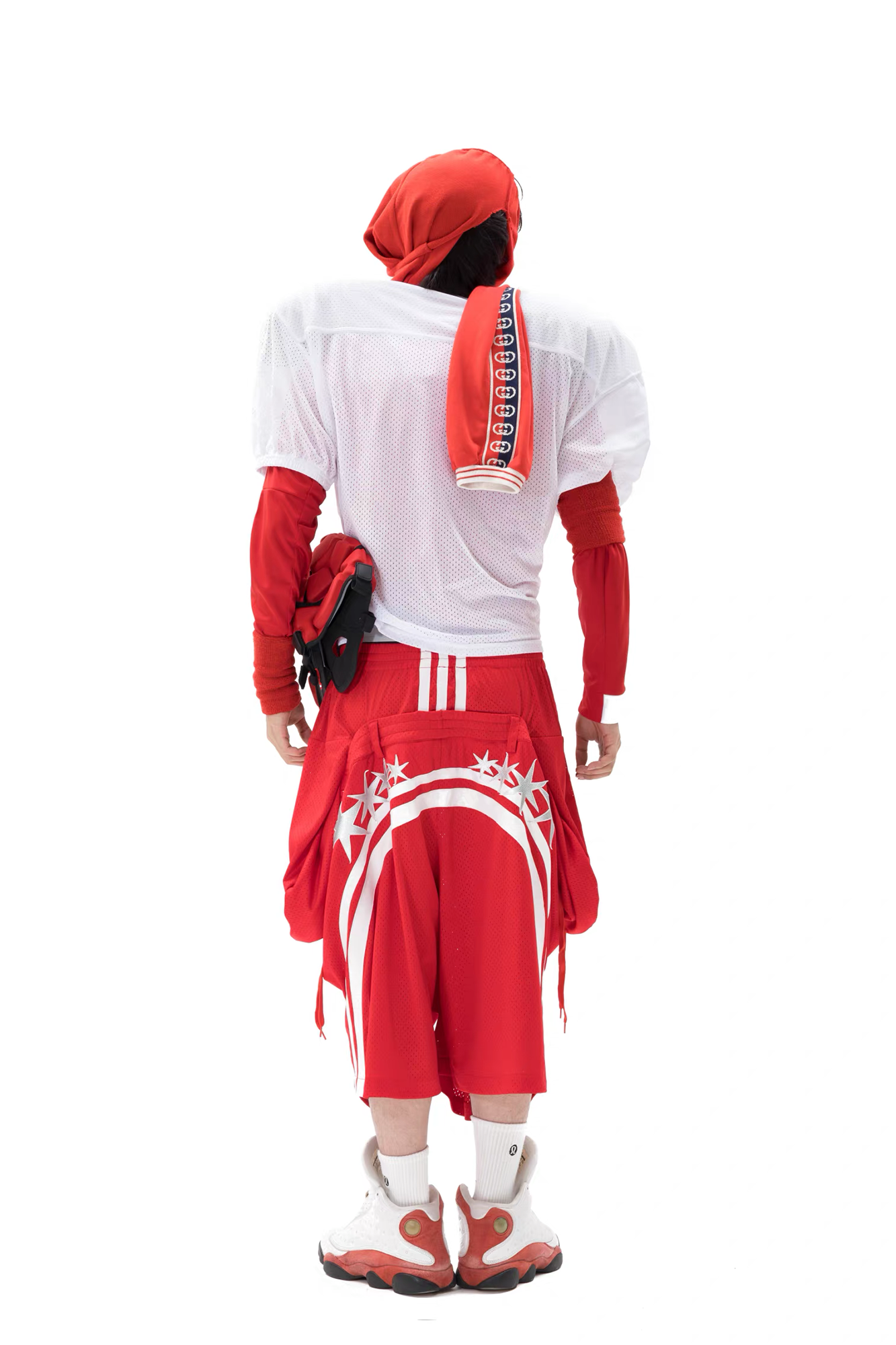 VANGUARDIA Sagging Mesh Layered Sport Shorts
