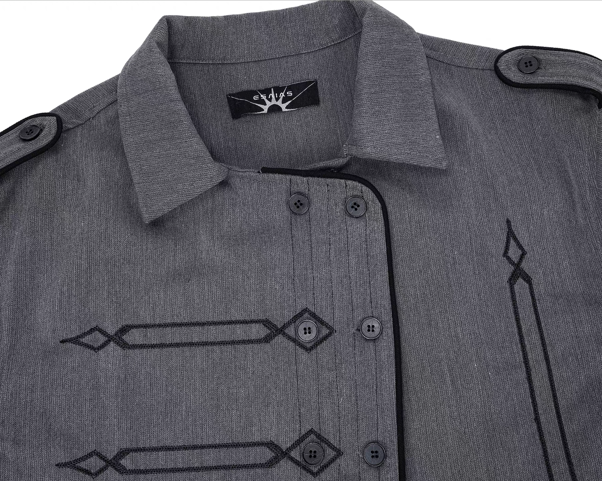 ESAIAS Napoleon Embroidered Asymmetrical Half Shirt