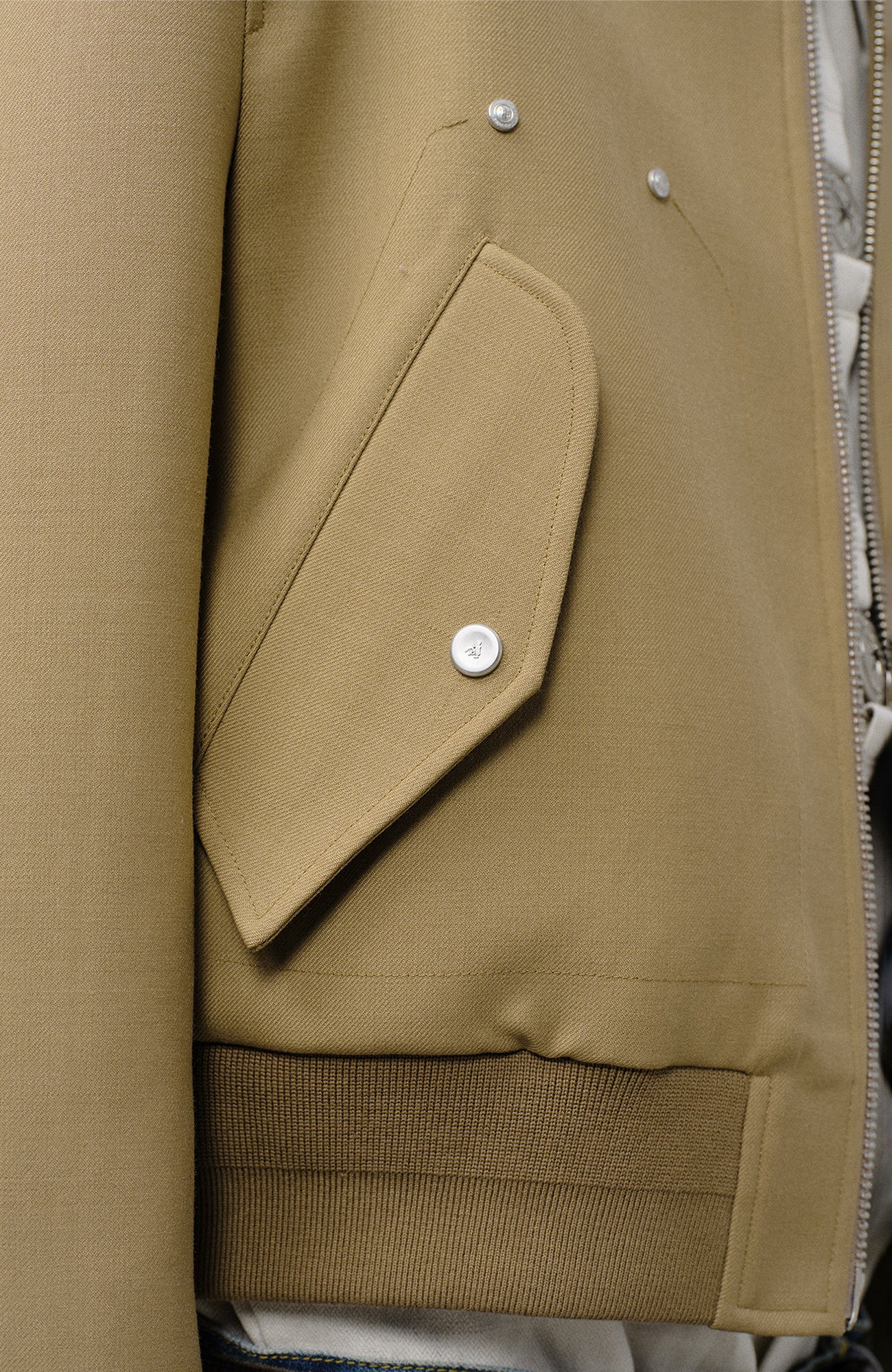 FACEONLAB Arm-Patched Bomber Jacket Khaki, premium urban and streetwear designers apparel on PROJECTISR.com, FACEONLAB