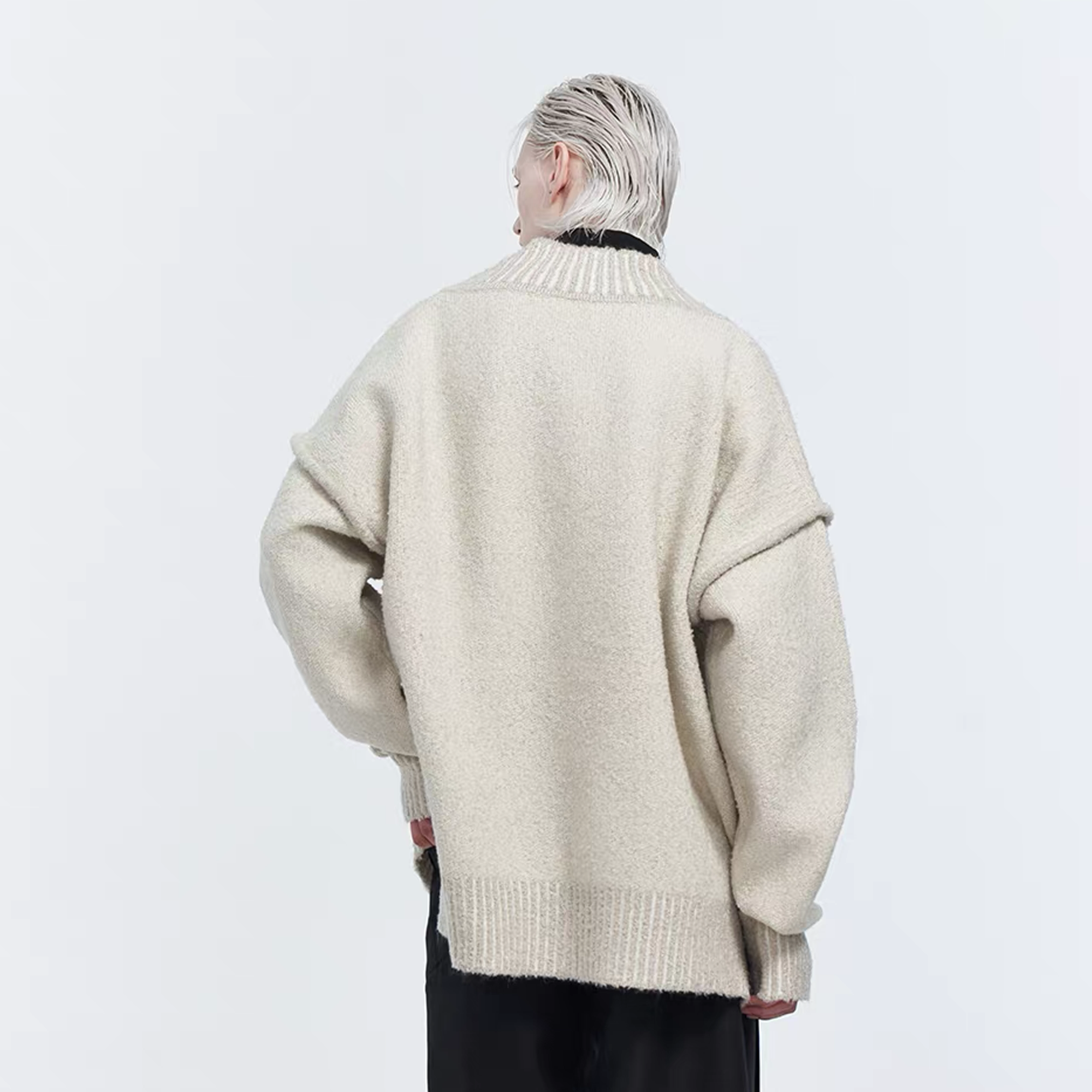 TIWILLTANG Retro Oversized V-Neck Sweater, premium urban and streetwear designers apparel on PROJECTISR.com, TIWILLTANG