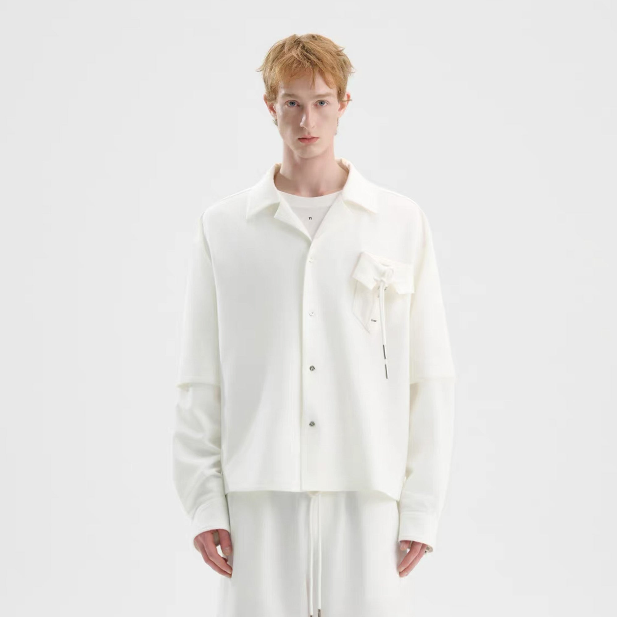 TIWILLTANG Detachable-Sleeve Tie-Pocket Shirt, premium urban and streetwear designers apparel on PROJECTISR.com, TIWILLTANG