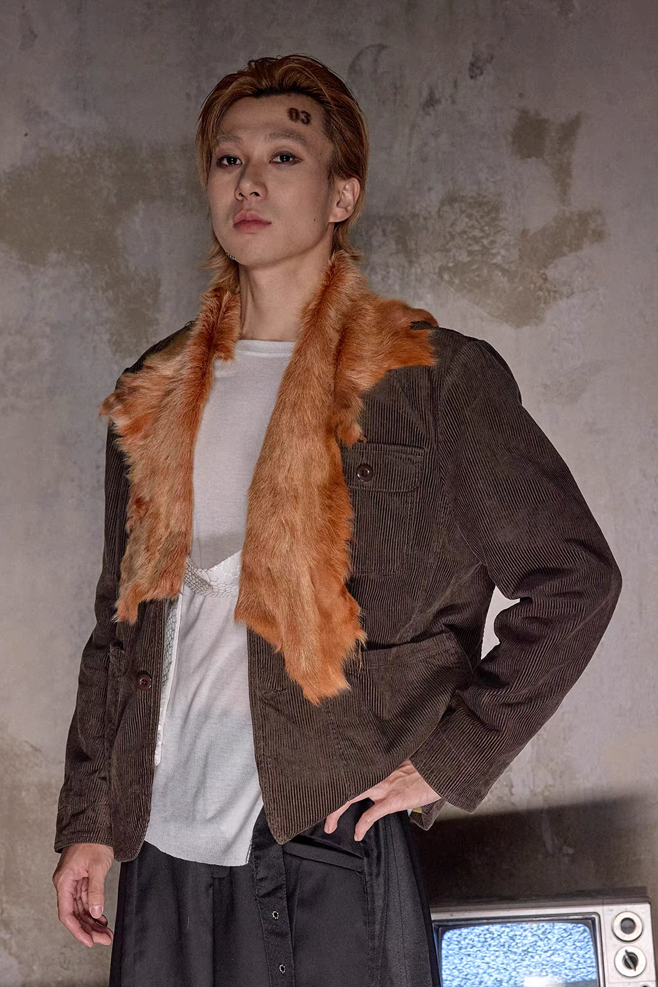 NOTHINGNESS WORLD Faux Fur Lapel Corduroy Blazer Jacket, premium urban and streetwear designers apparel on PROJECTISR.com, NOTHINGNESS WORLD