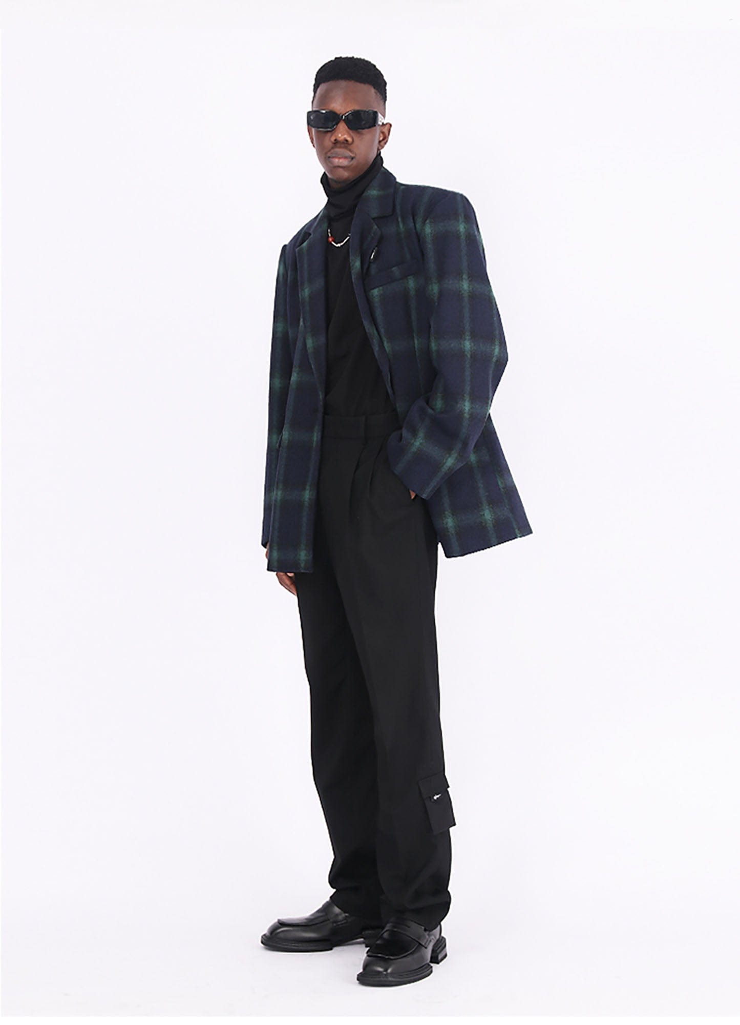 ASSEEN Deconstructed Plaid Wool-Blend Oversized Blazer, premium urban and streetwear designers apparel on PROJECTISR.com, ASSEEN