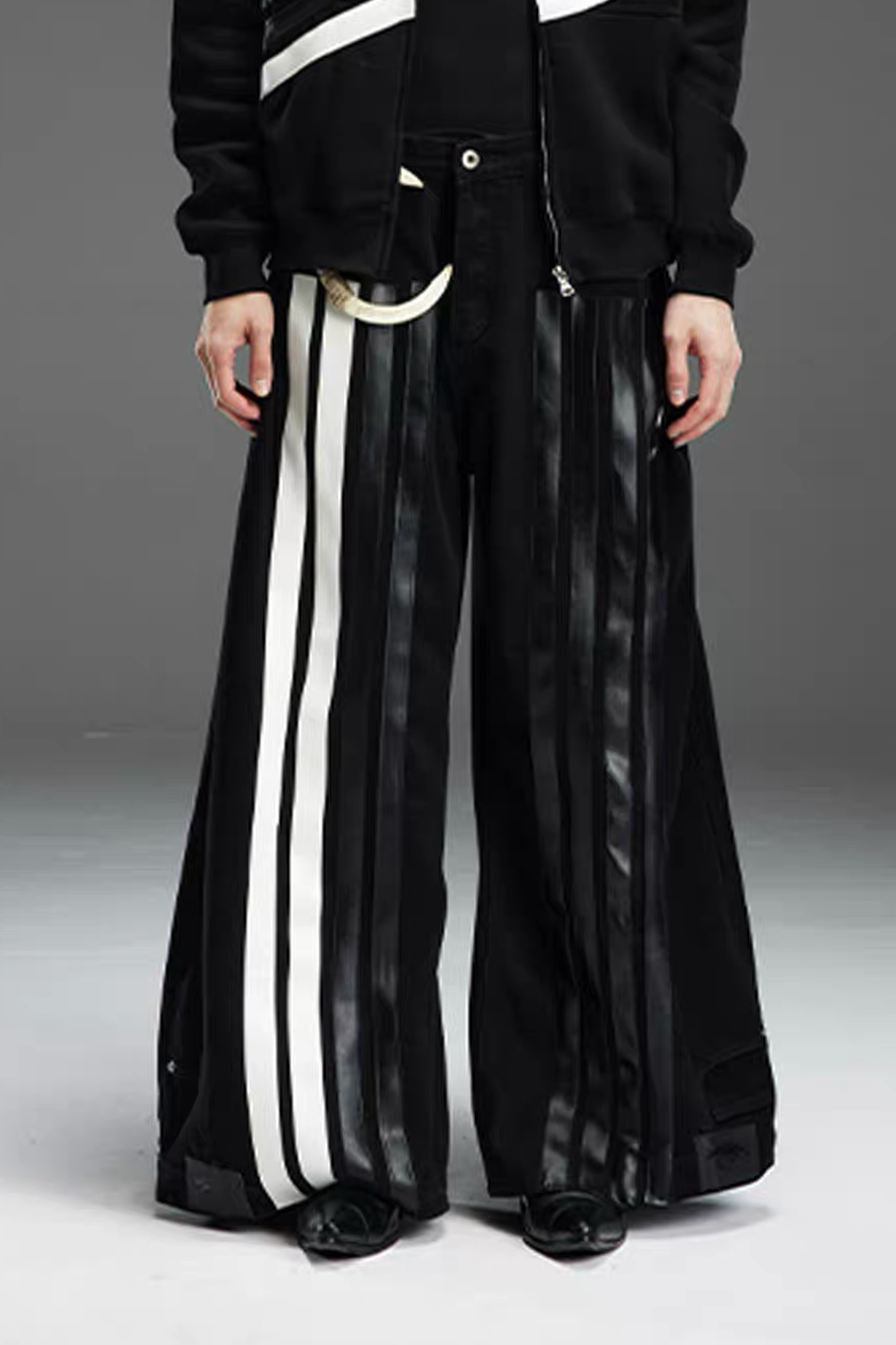 NOTHINGNESS WORLD Four-Stripe Wide-Leg Sweatpants, premium urban and streetwear designers apparel on PROJECTISR.com, NOTHINGNESS WORLD