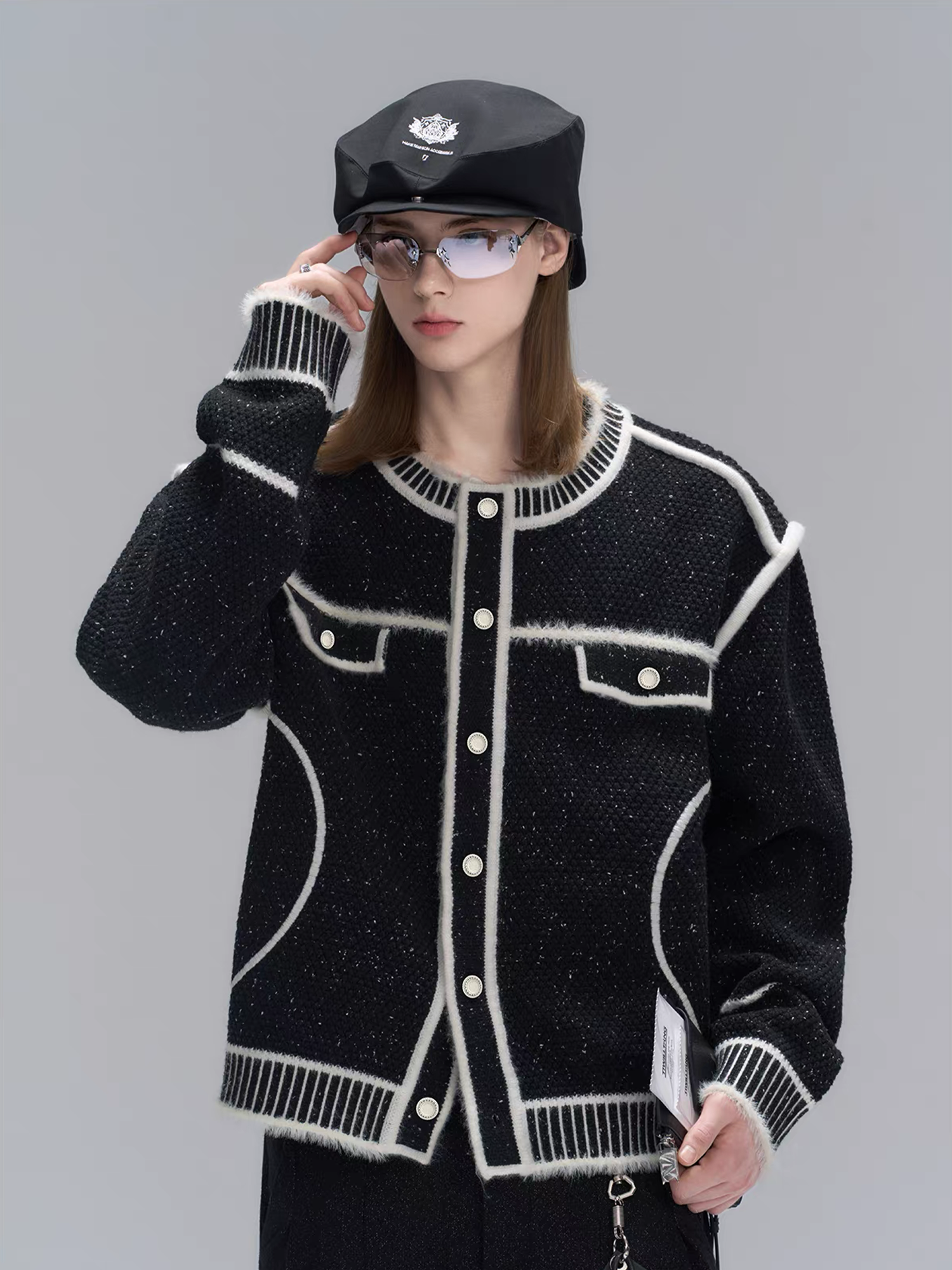 TIWILLTANG Contrast Stitch Knit Jacket