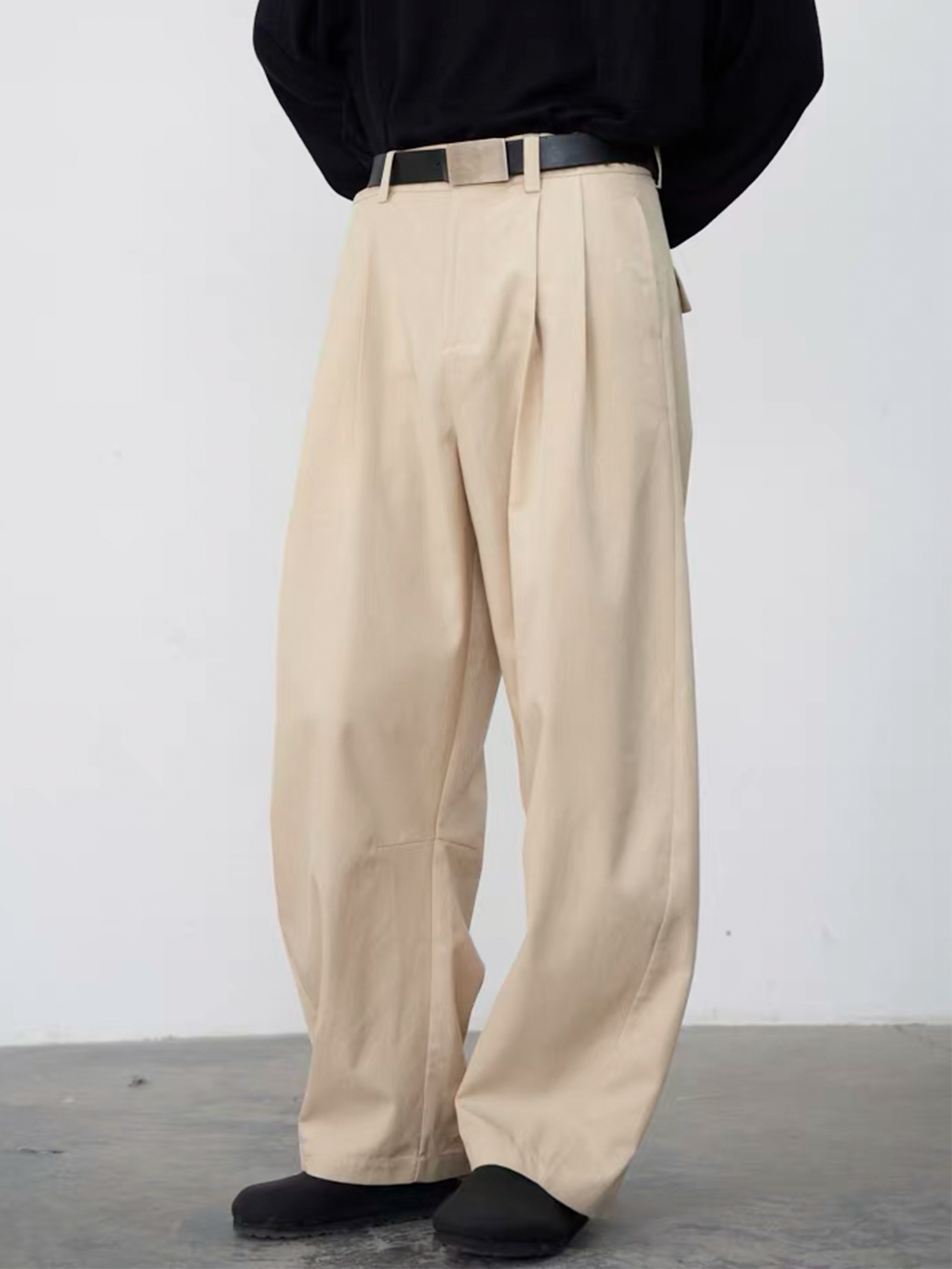 GRAINMUSTARD Retro Pleated High-Waist Wide-Leg Trousers, premium urban and streetwear designers apparel on PROJECTISR.com, GRAINMUSTARD