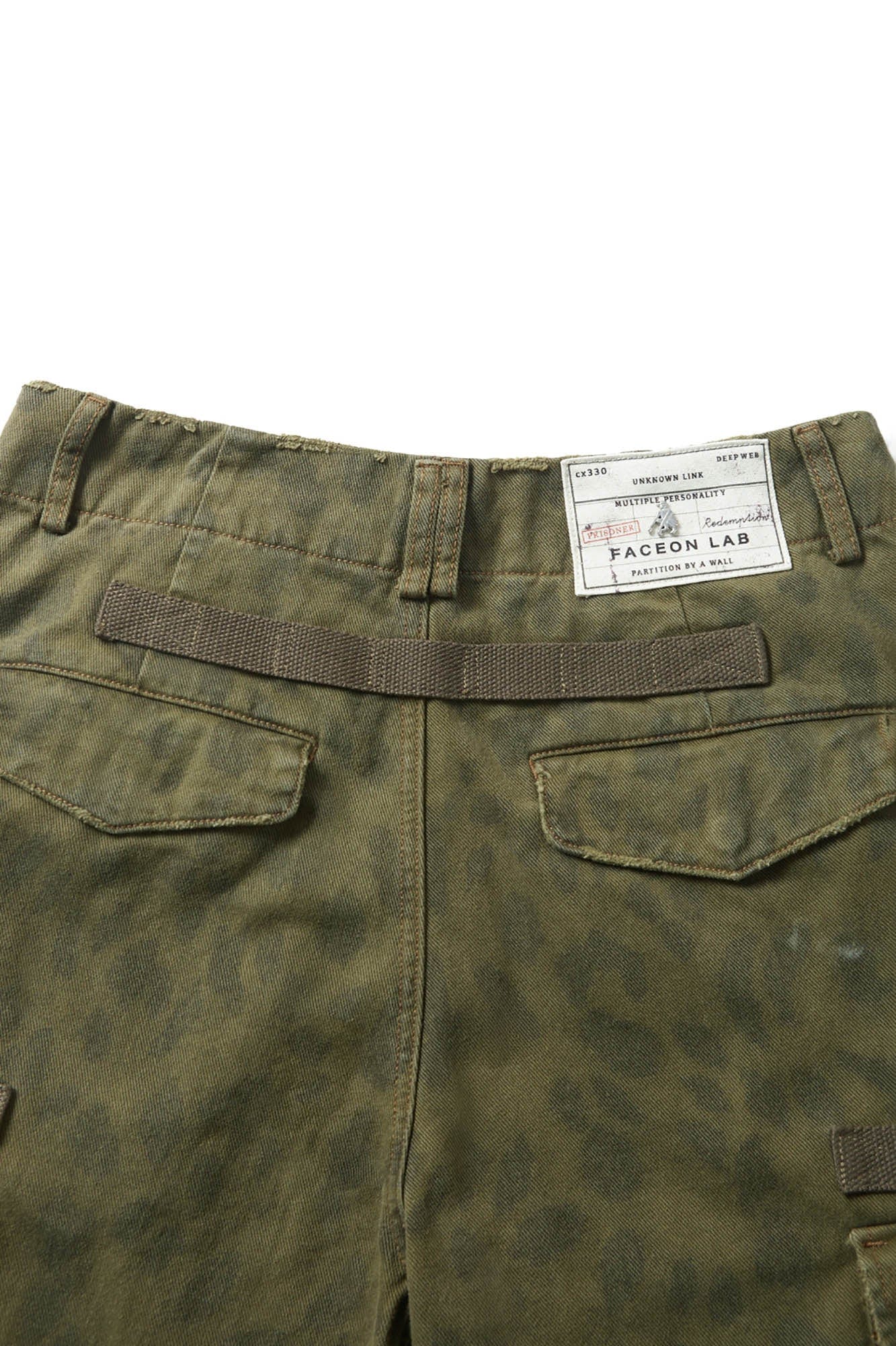 FACEONLAB Camo Leopard Pleated Straight-Leg Cargo Pants, premium urban and streetwear designers apparel on PROJECTISR.com, FACEONLAB