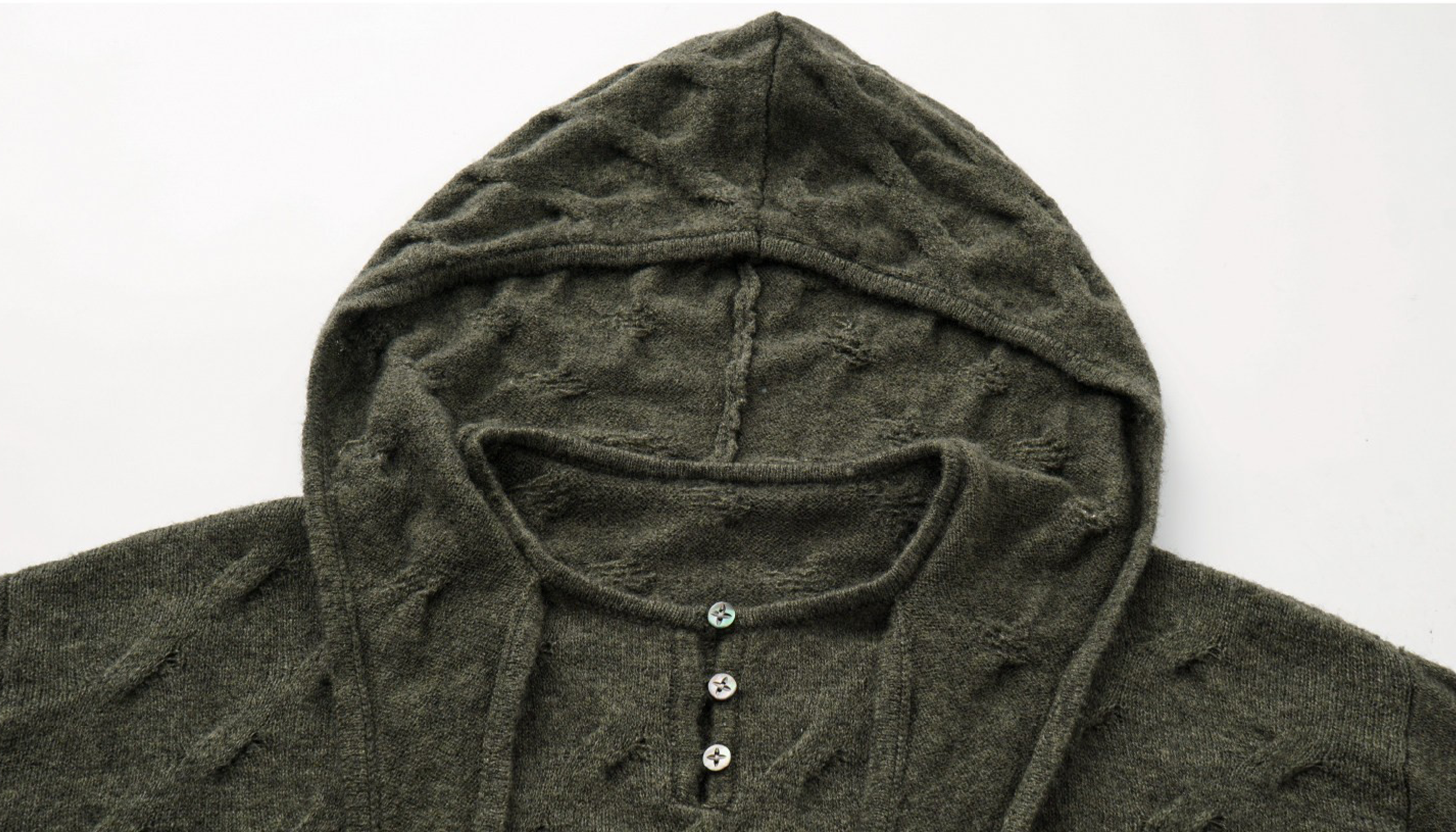 ALVNG AR ANTS Cable-Knit Tie-Neck Hooded Sweater, premium urban and streetwear designers apparel on PROJECTISR.com, ALVNG AR ANTS