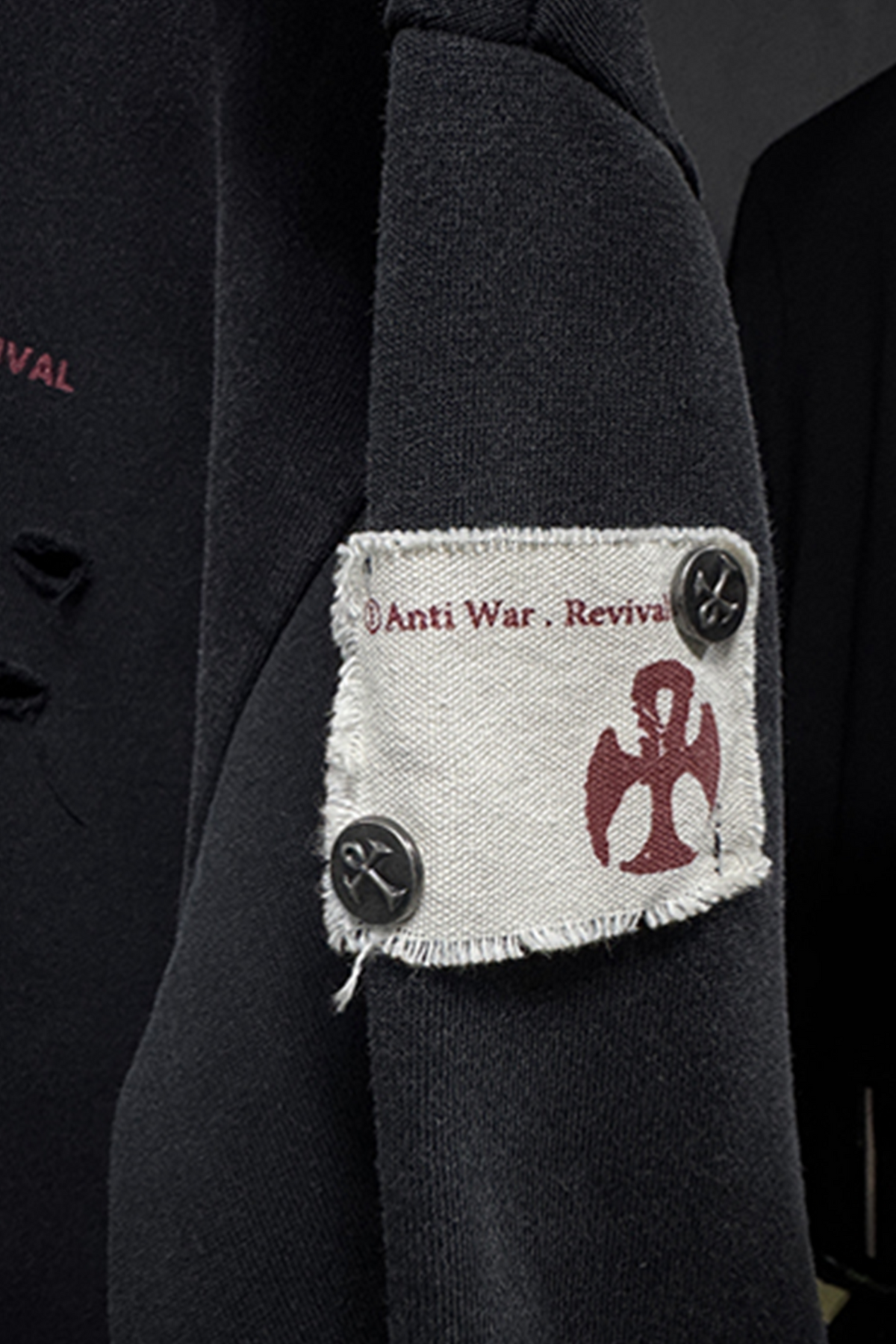 ANTI WAR REVIVAL Distressed Frayed Raw-Edge Oversized Hoodie