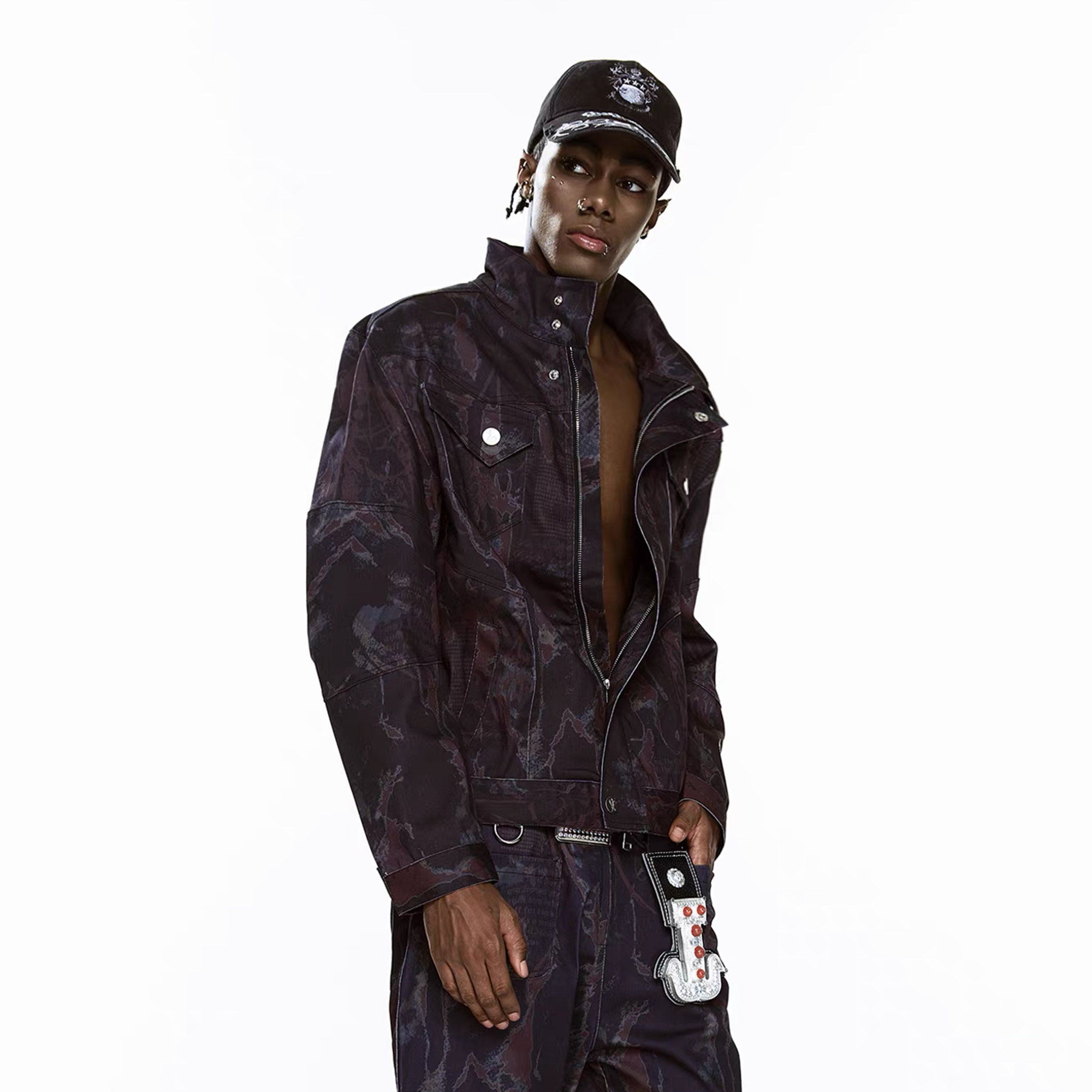 CYCYCY Punk Graffiti Denim Jacket