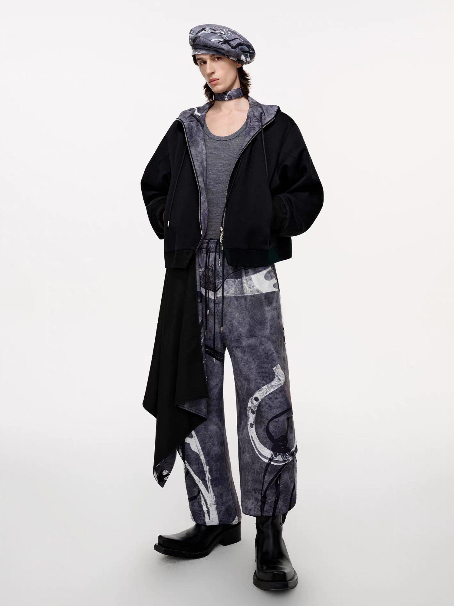 TIWILLTANG Abstract Reversible Graphic Beret
