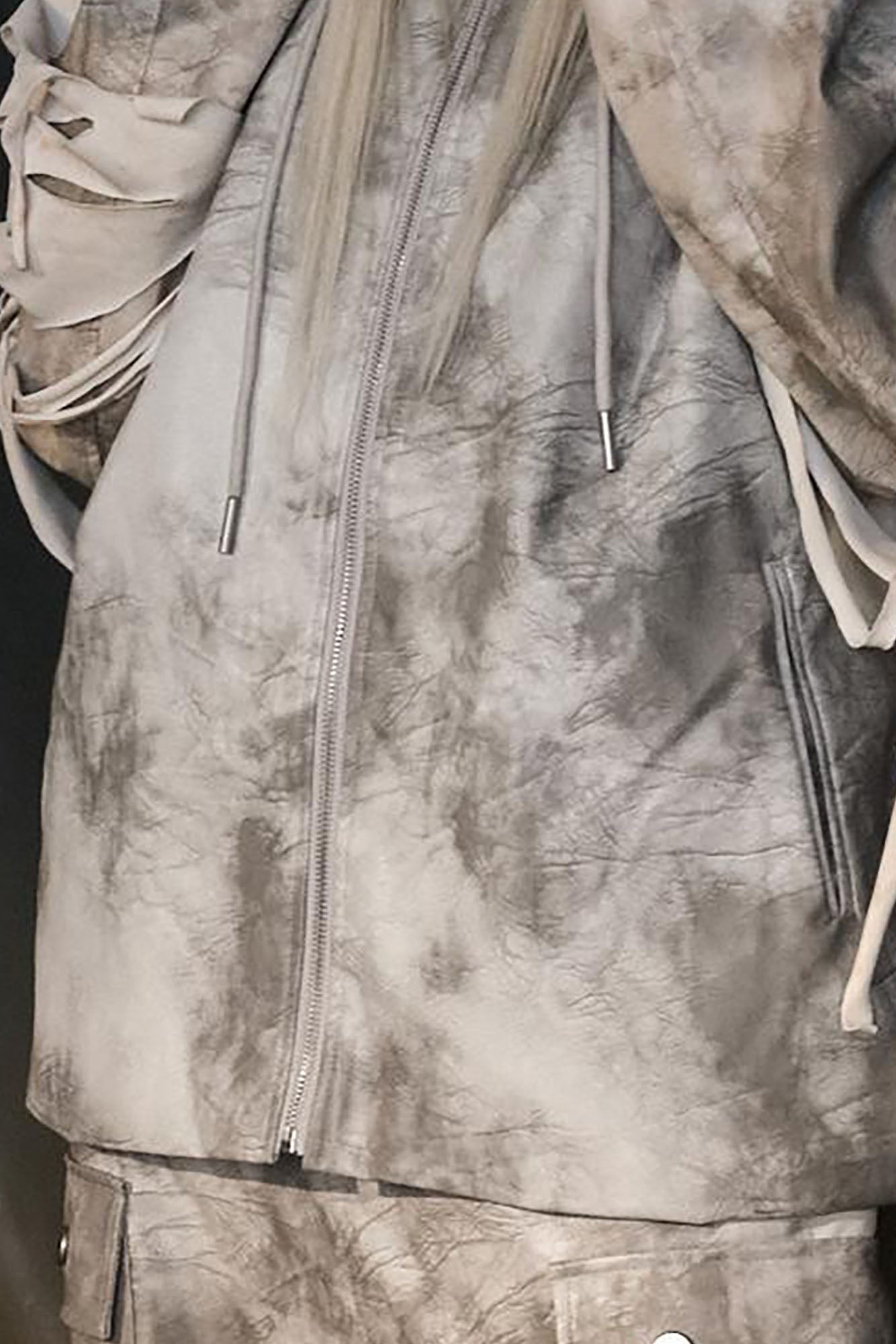 RECOVER ZONE Distressed Slashed PU Layered Hooded Jacket