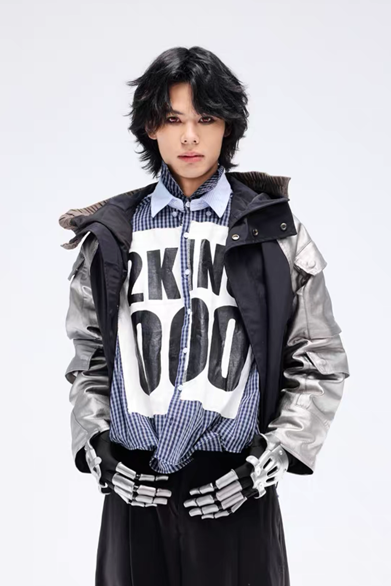 NOTHINGNESS WORLD Deconstructed Layered Graphic Spliced Shirt, premium urban and streetwear designers apparel on PROJECTISR.com, NOTHINGNESS WORLD