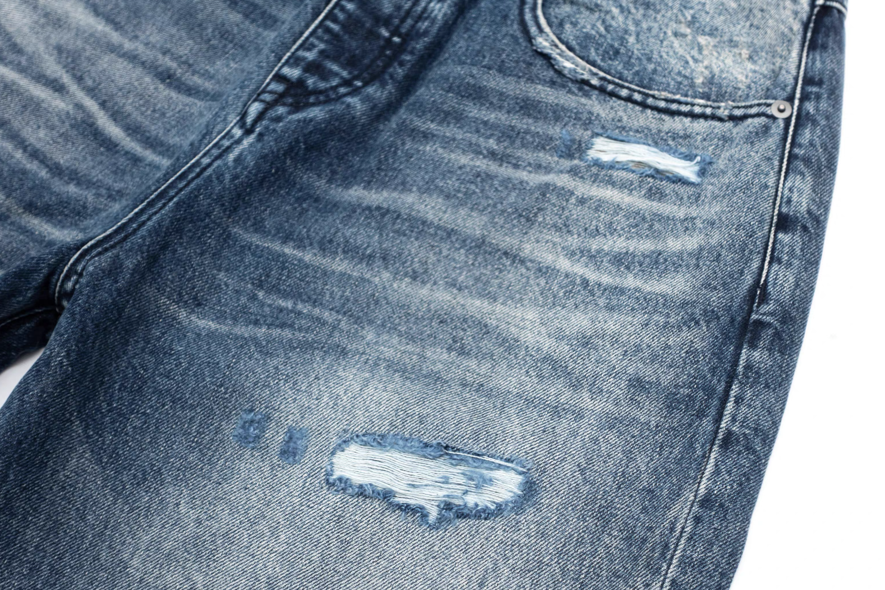 IN EXISTENCE x STM Washed Patched Distressed Straight Jeans, premium urban and streetwear designers apparel on PROJECTISR.com, IN EXISTENCE