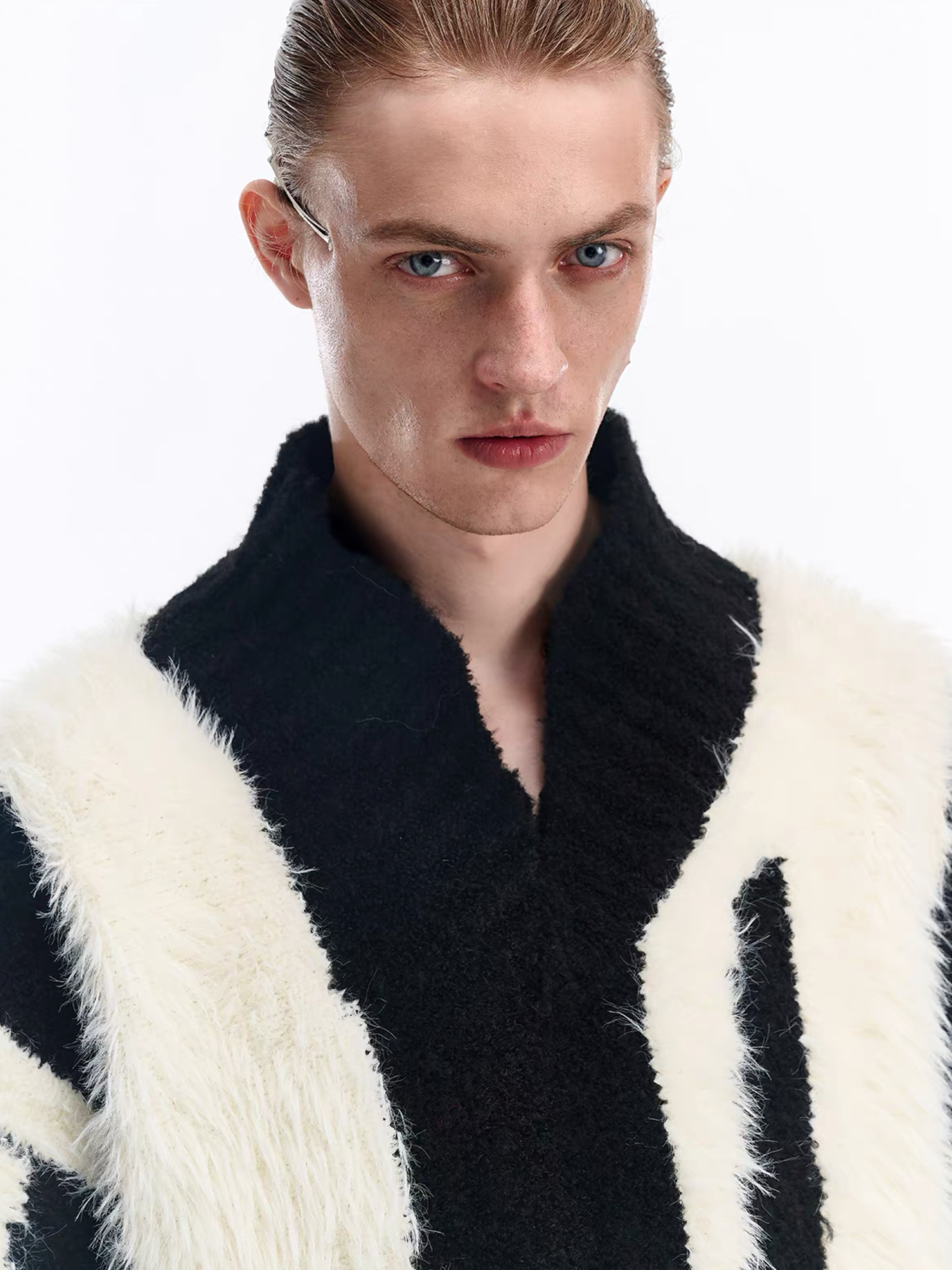 TIWILLTANG Fuzzy Faux-Mink Contrast Sweater, premium urban and streetwear designers apparel on PROJECTISR.com, TIWILLTANG