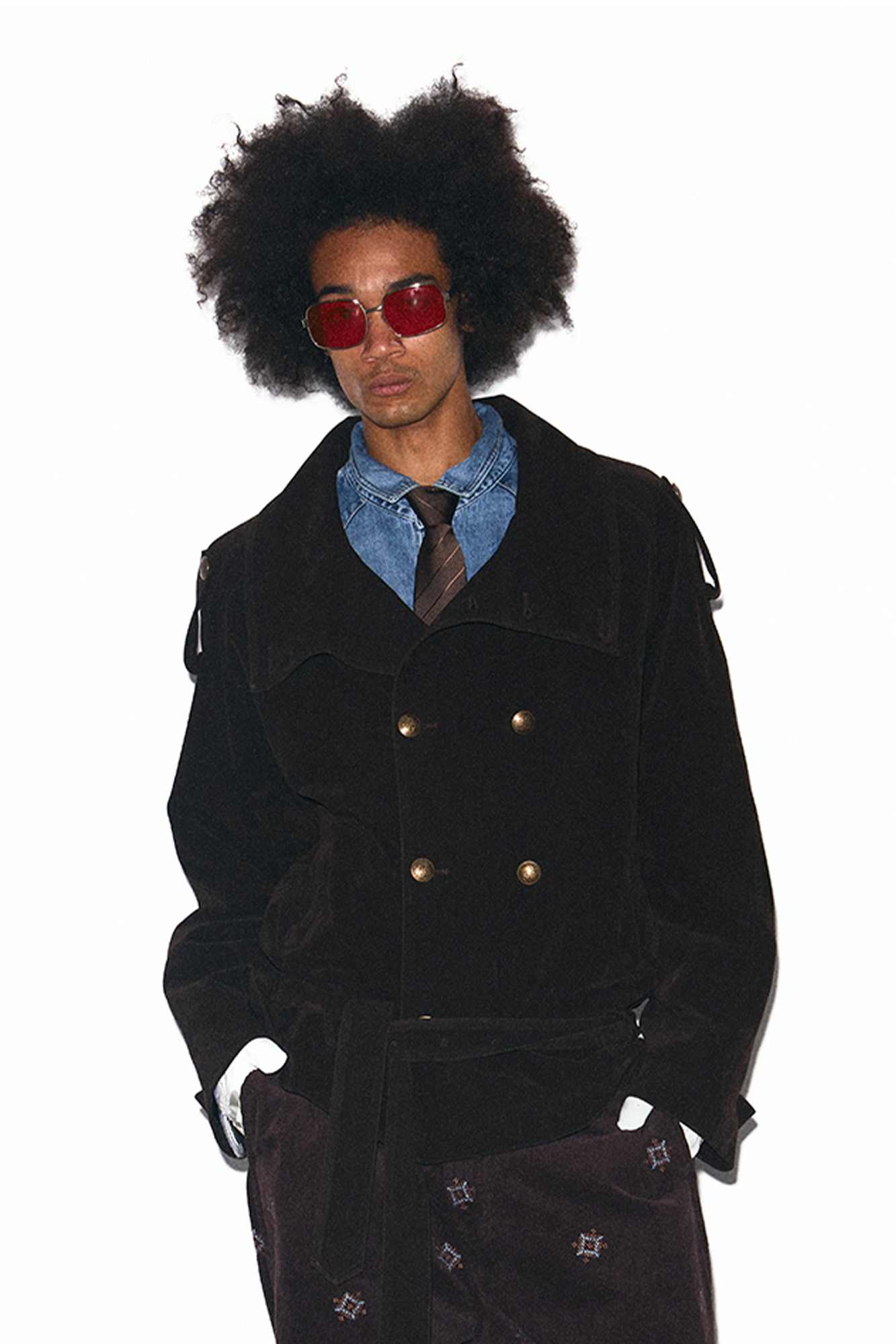 TRECLUB Velvet Double-Breasted Short Trench Jacket, premium urban and streetwear designers apparel on PROJECTISR.com, TRECLUB