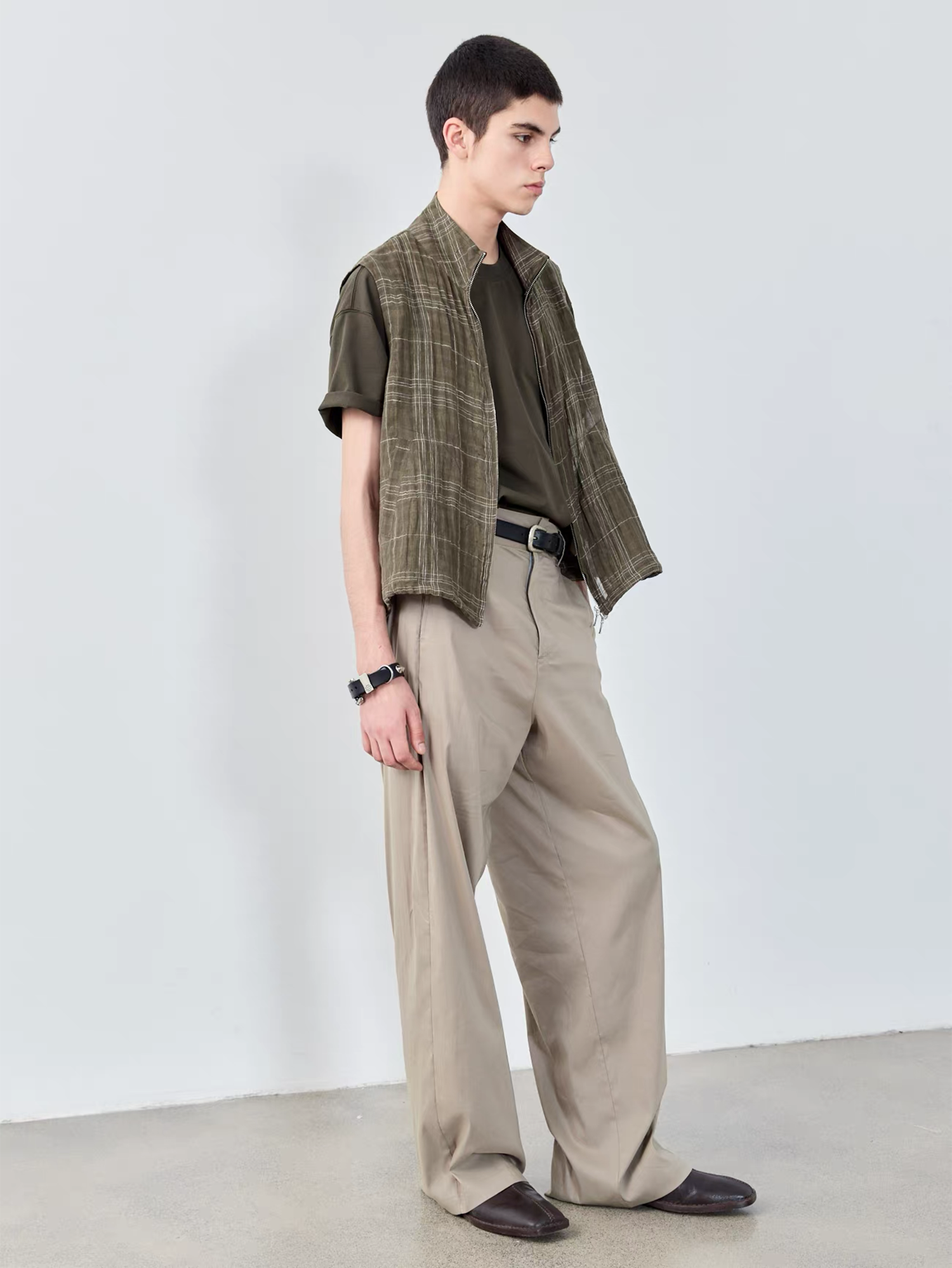 GRAINMUSTARD Linen-Cotton Plaid Vest, premium urban and streetwear designers apparel on PROJECTISR.com, GRAINMUSTARD
