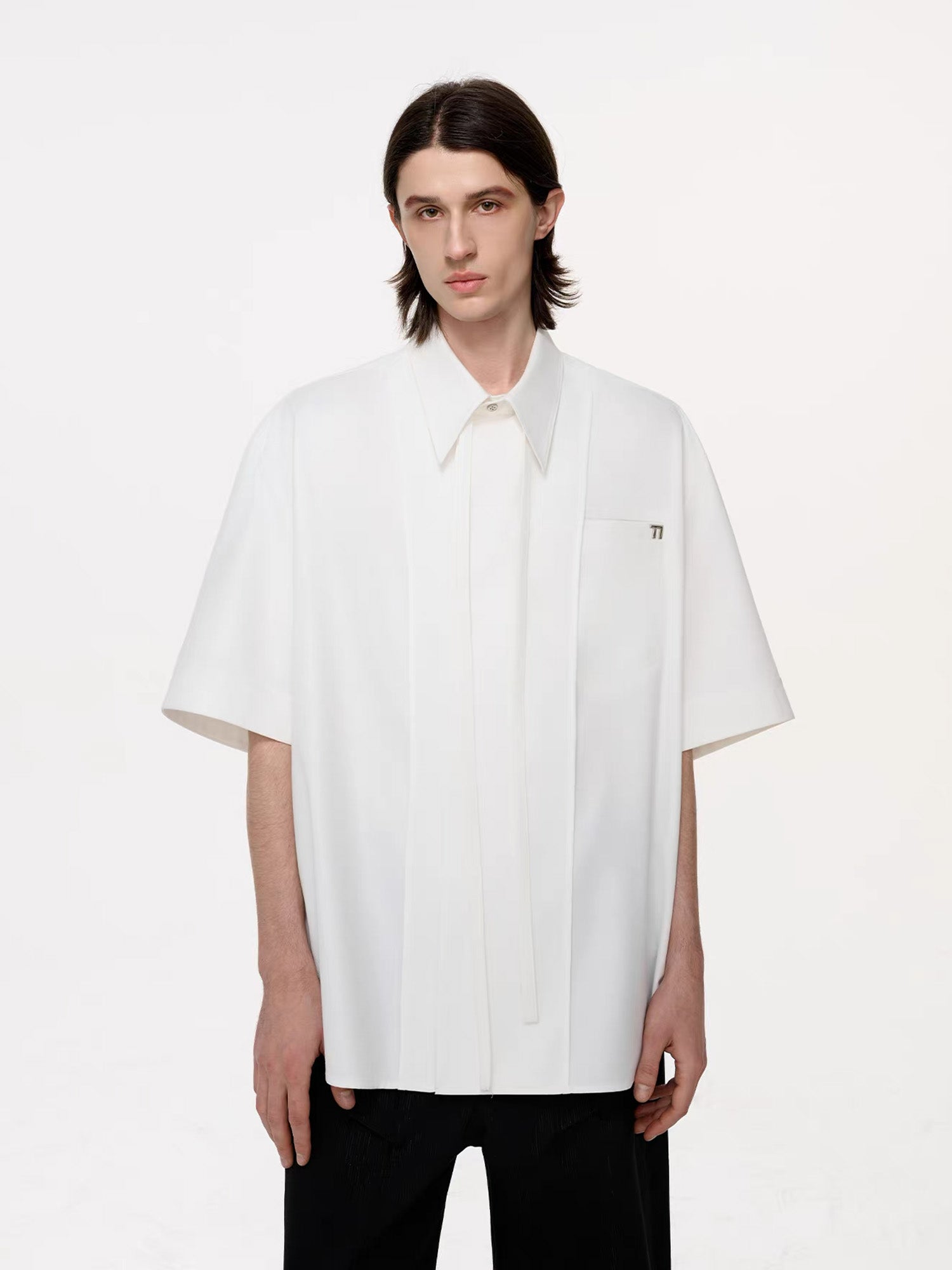 TIWILLTANG Draped Camp-Collar T Shirt, premium urban and streetwear designers apparel on PROJECTISR.com, TIWILLTANG