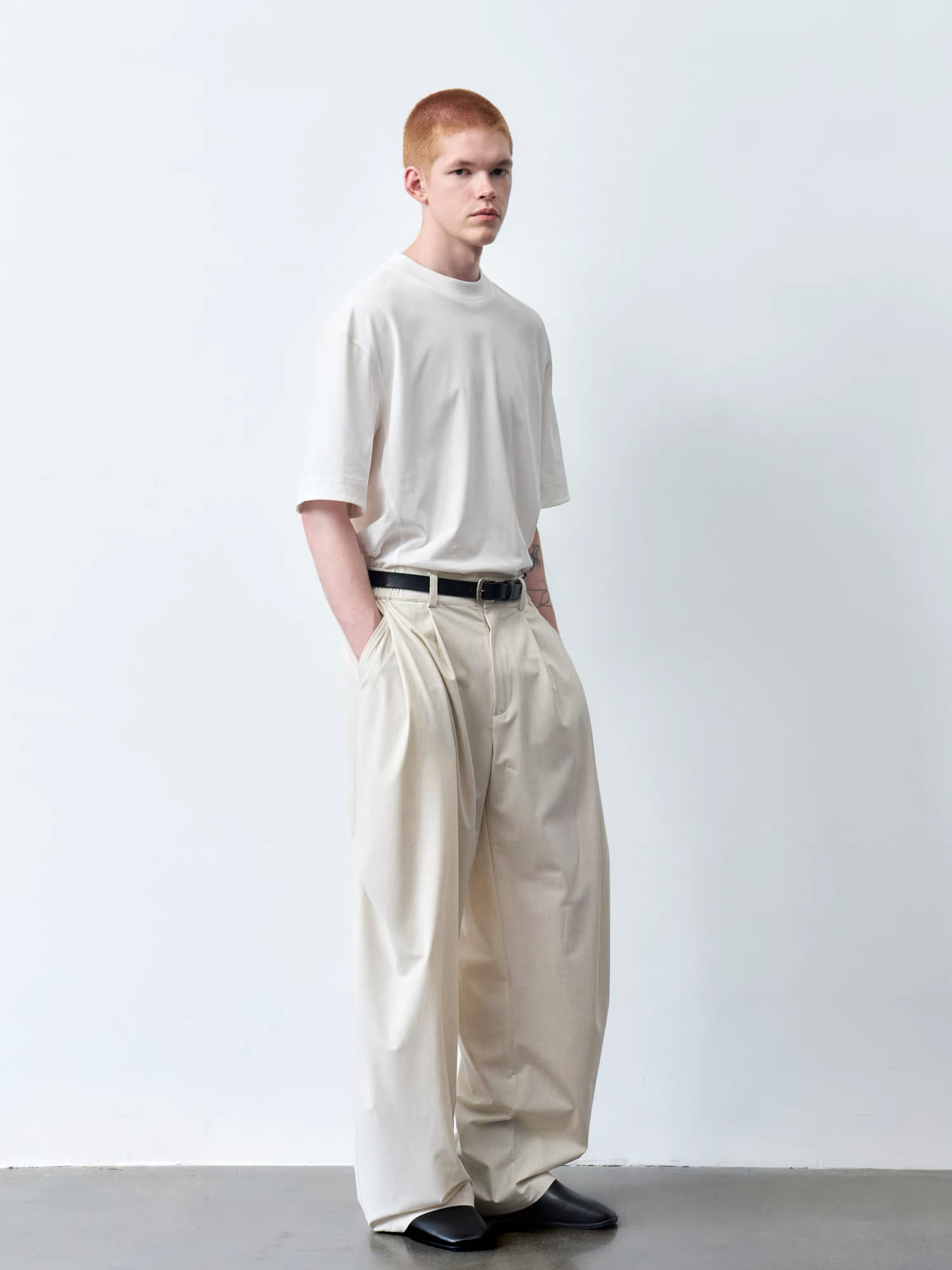 GRAINMUSTARD High-Waist Draped Pleated Trousers