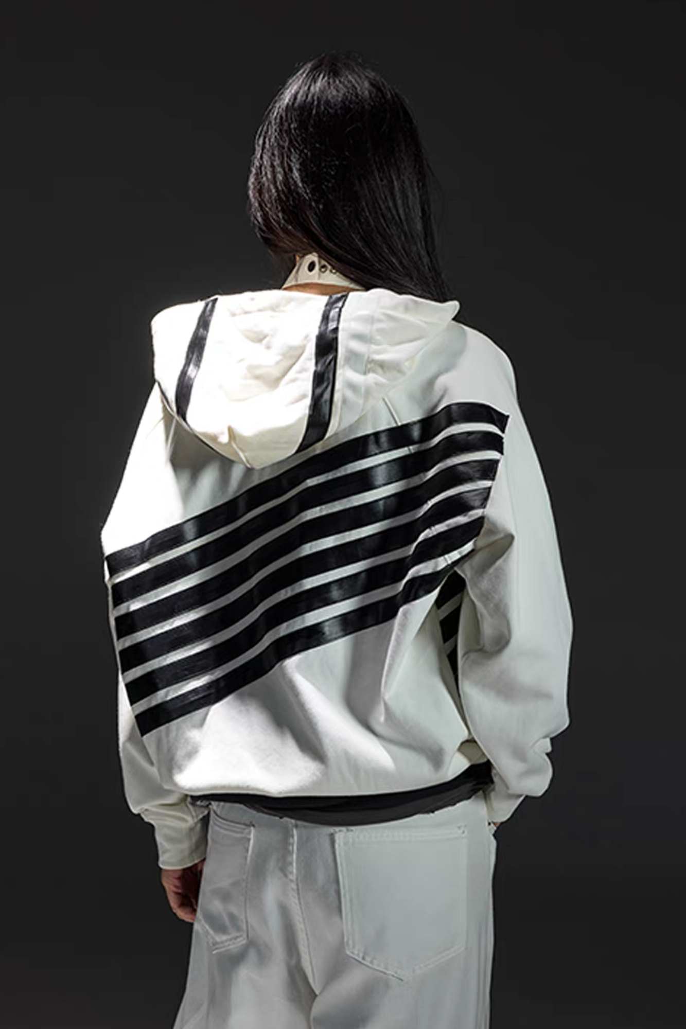 NOTHINGNESS WORLD Four-Stripe Zip-Up Hoodie, premium urban and streetwear designers apparel on PROJECTISR.com, NOTHINGNESS WORLD