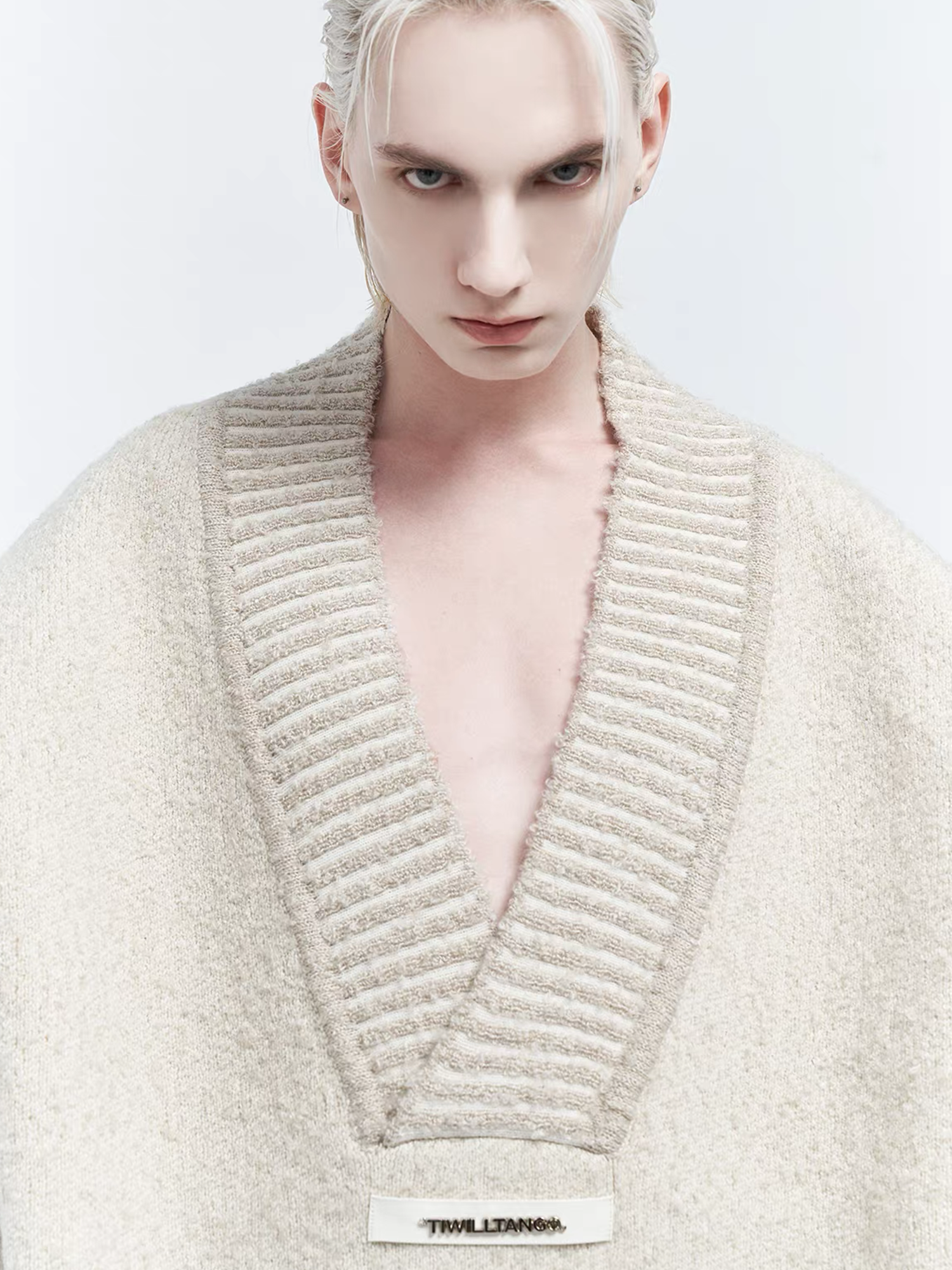 TIWILLTANG Retro Oversized V-Neck Sweater, premium urban and streetwear designers apparel on PROJECTISR.com, TIWILLTANG