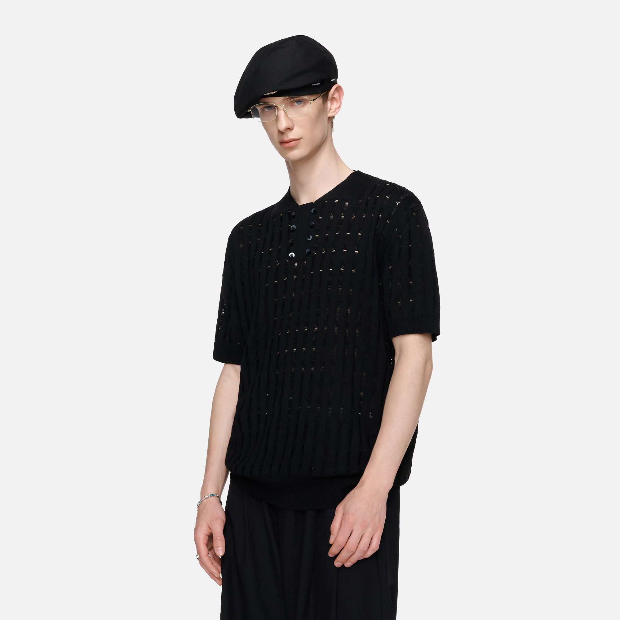 TIWILLTANG Essential Openwork Knitted T Shirt